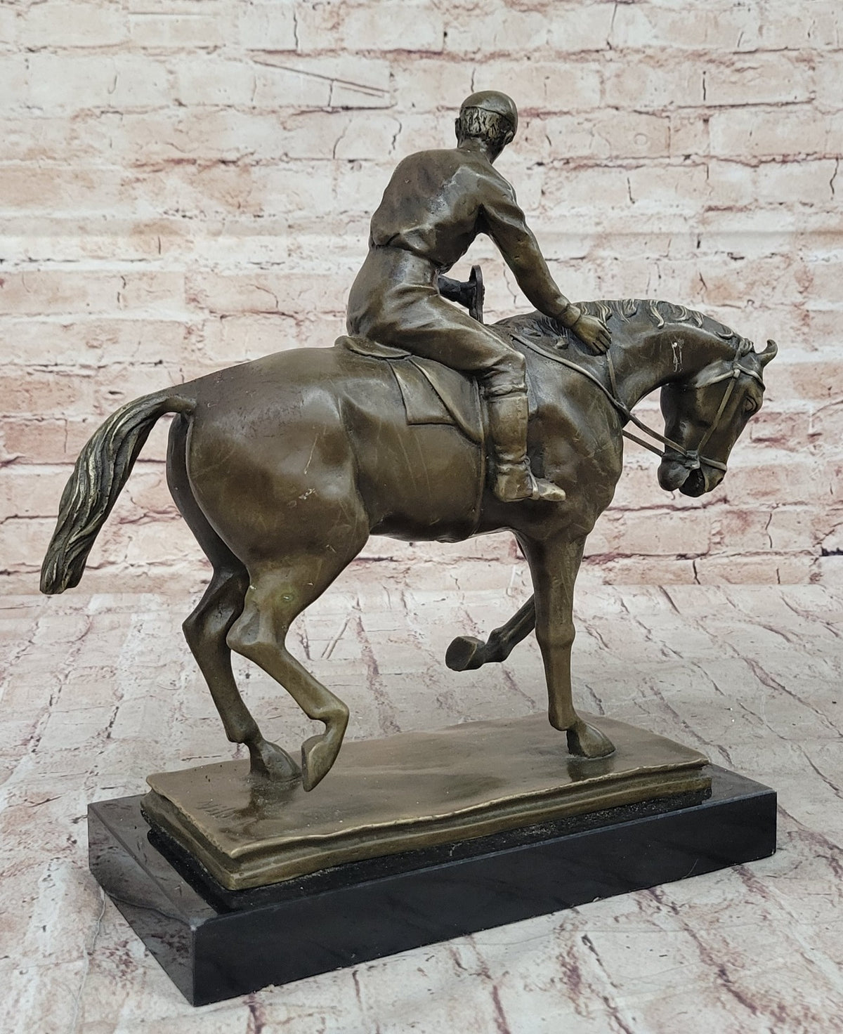 The Unexpected Winner Signed French Artist Miguel Lopez Bronze Horse and Jockey