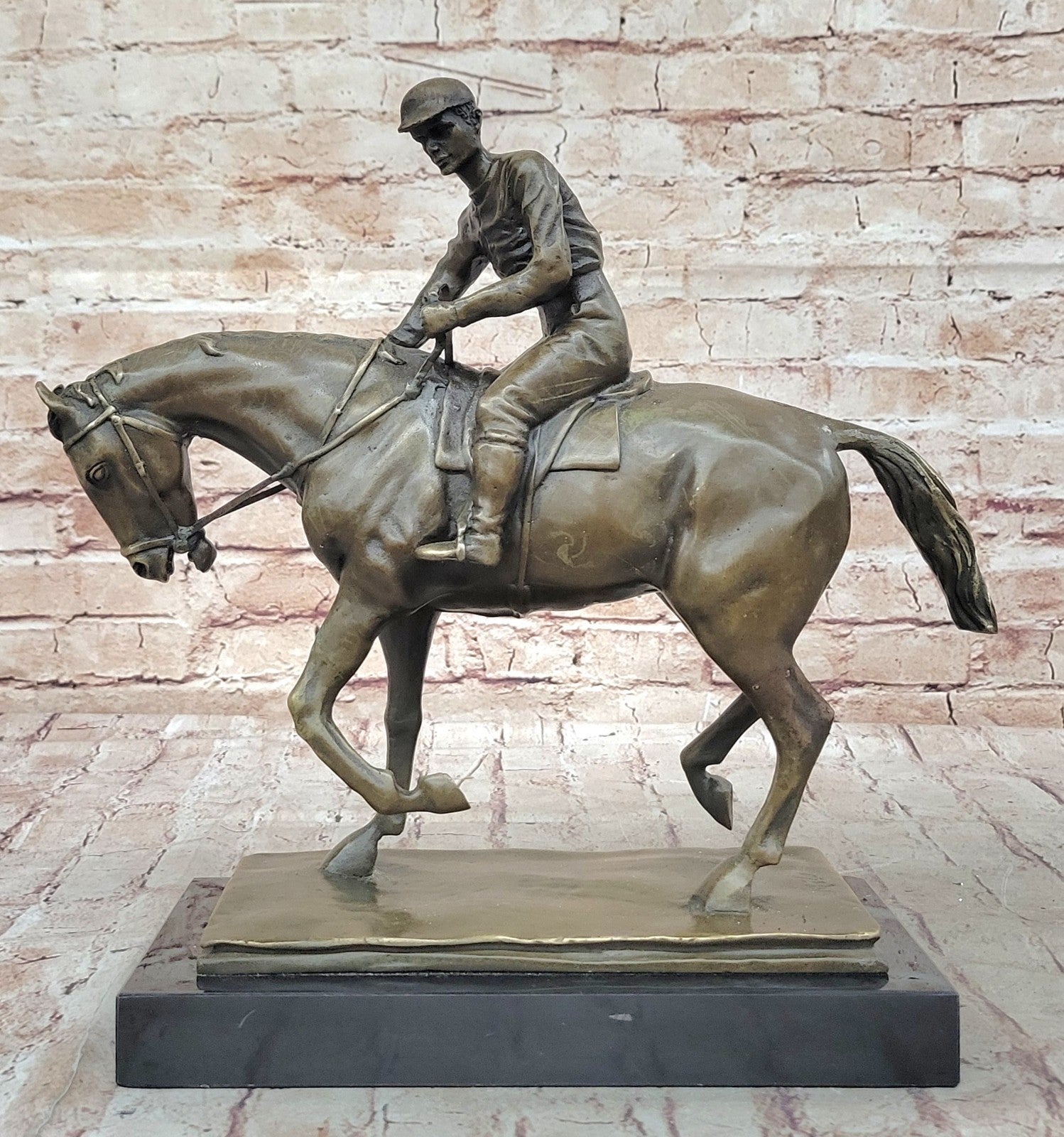The Unexpected Winner Signed French Artist Miguel Lopez Bronze Horse and Jockey