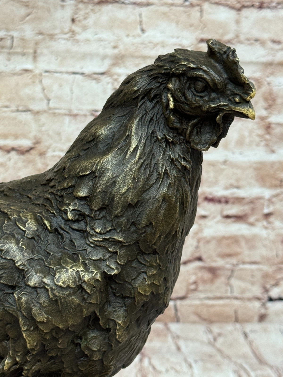 Art Deco Hand Made Extra Large Rooster Bronze Sculpture Wit Marble Base Sale