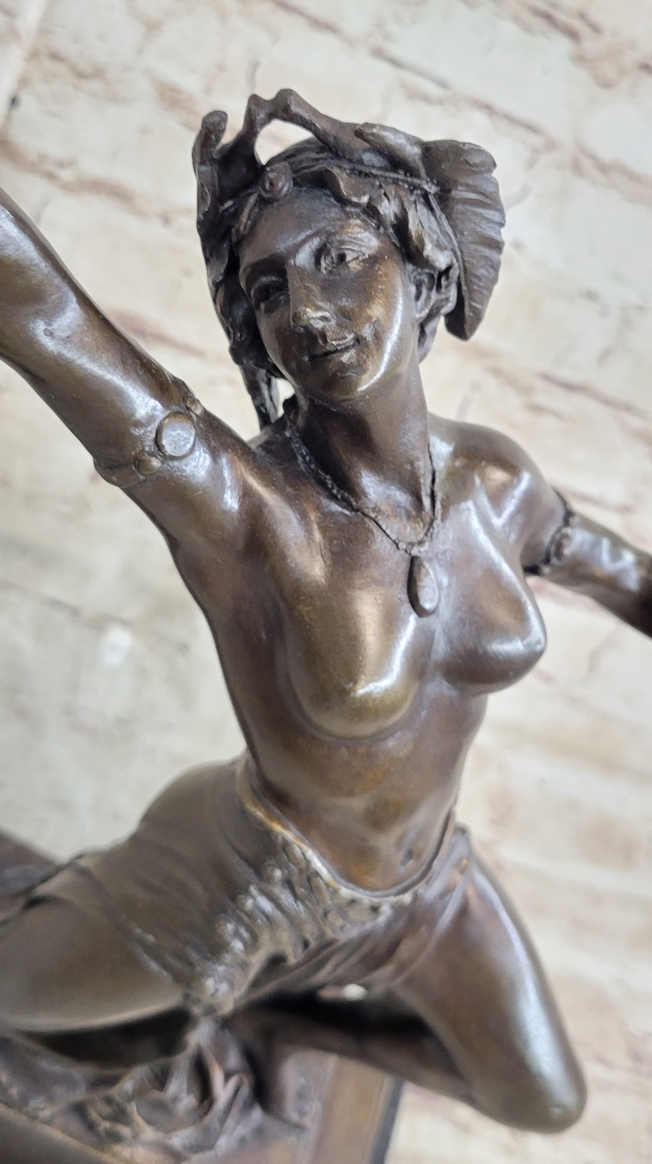 Handcrafted bronze sculpture SALE Decor Wreath Head Dancer Belly Nude Exotic
