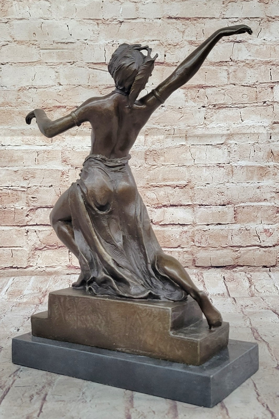 Handcrafted bronze sculpture SALE Decor Wreath Head Dancer Belly Nude Exotic