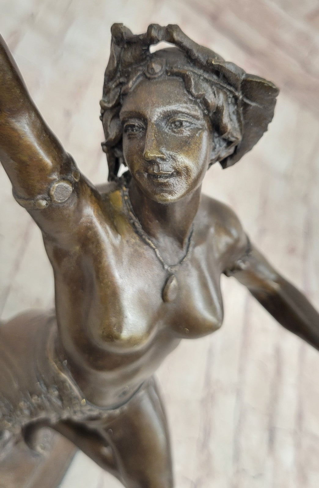 Handcrafted bronze sculpture SALE Decor Wreath Head Dancer Belly Nude Exotic