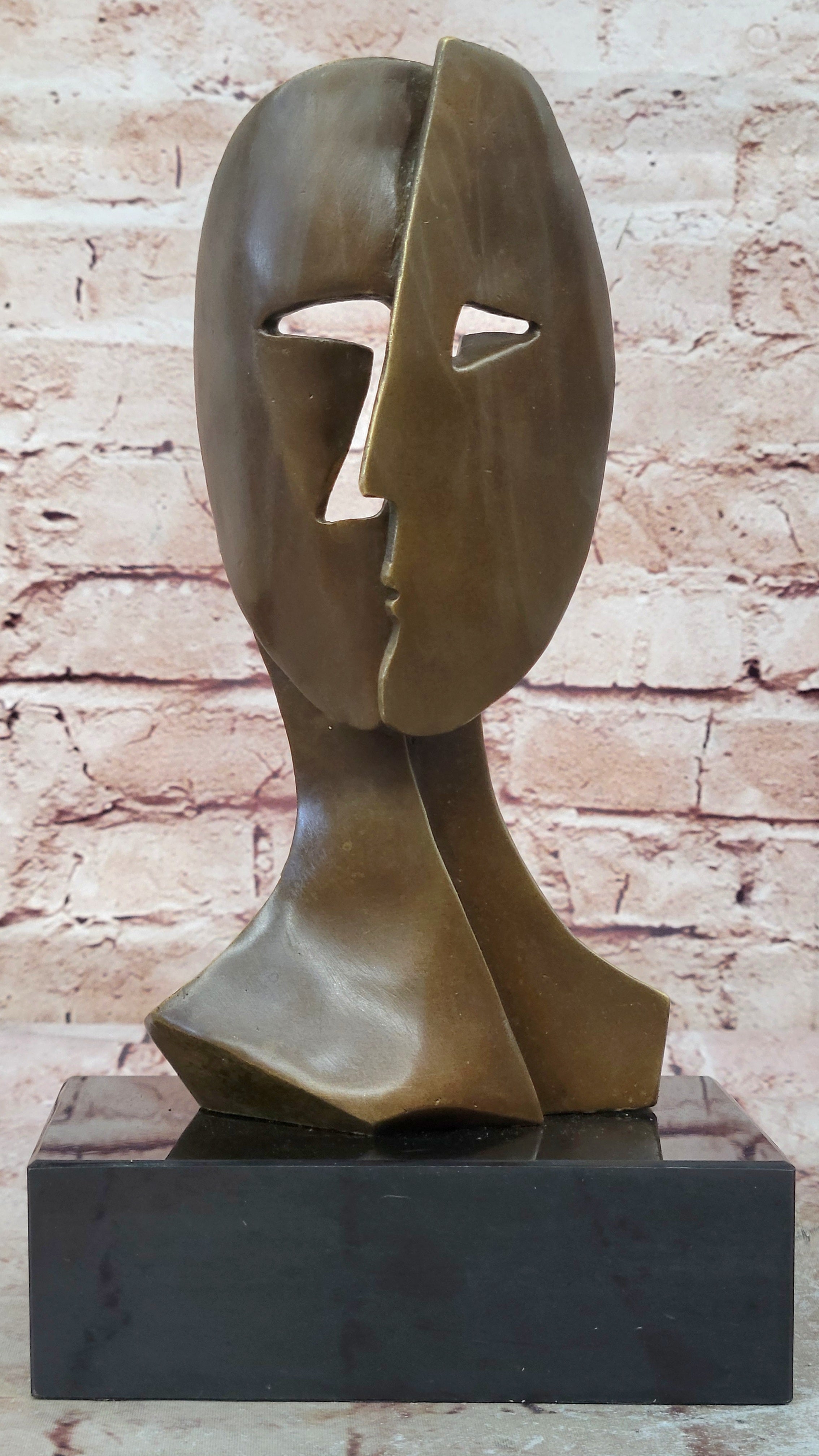 Pablo Picasso inspired Bronze Sculpture BEHIND THE MASK Hot Cast Artwork Figure