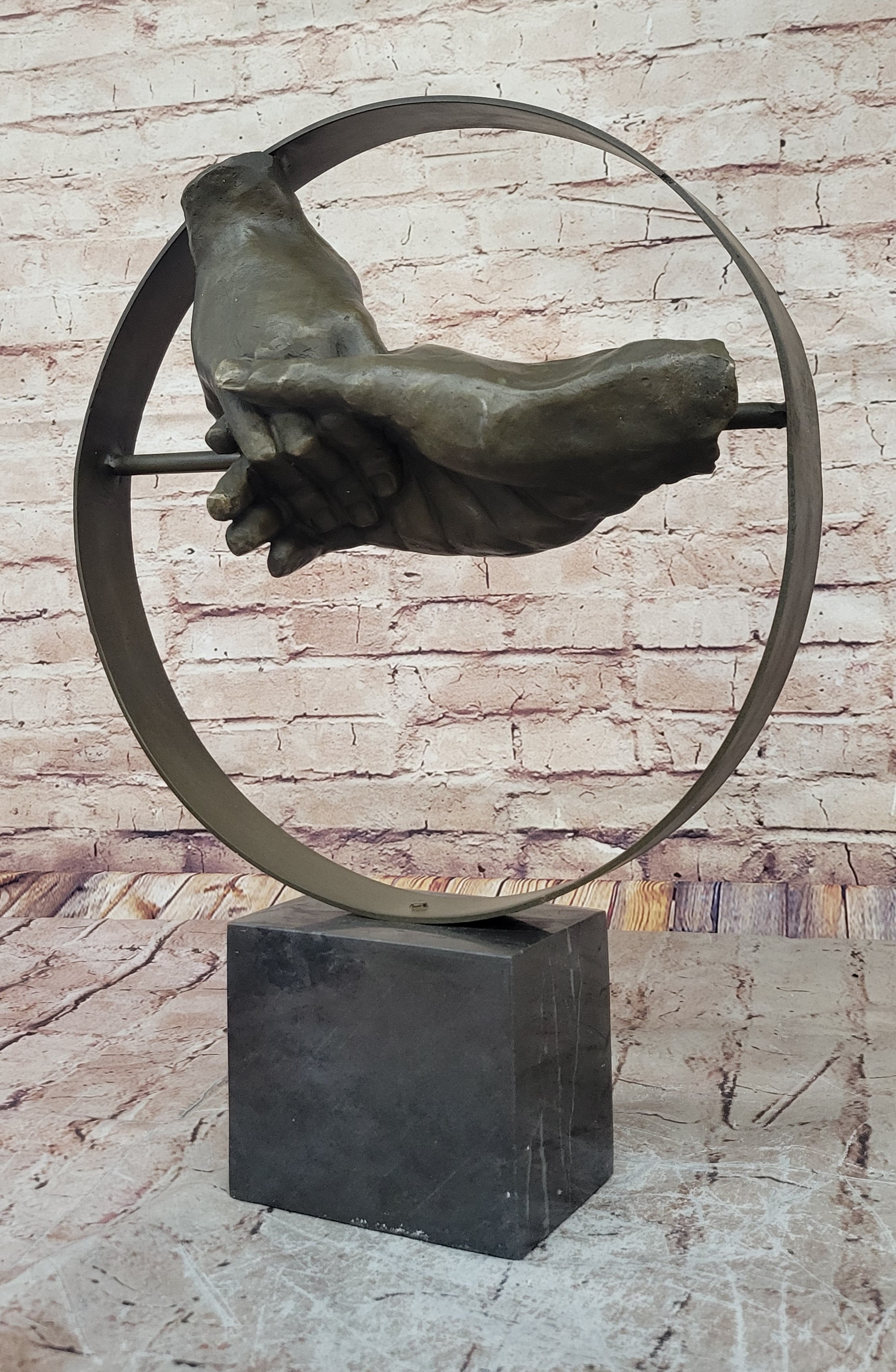 Handcrafted bronze Sculpture SALE Marble Other Each Holding Hand Dali Deco Art