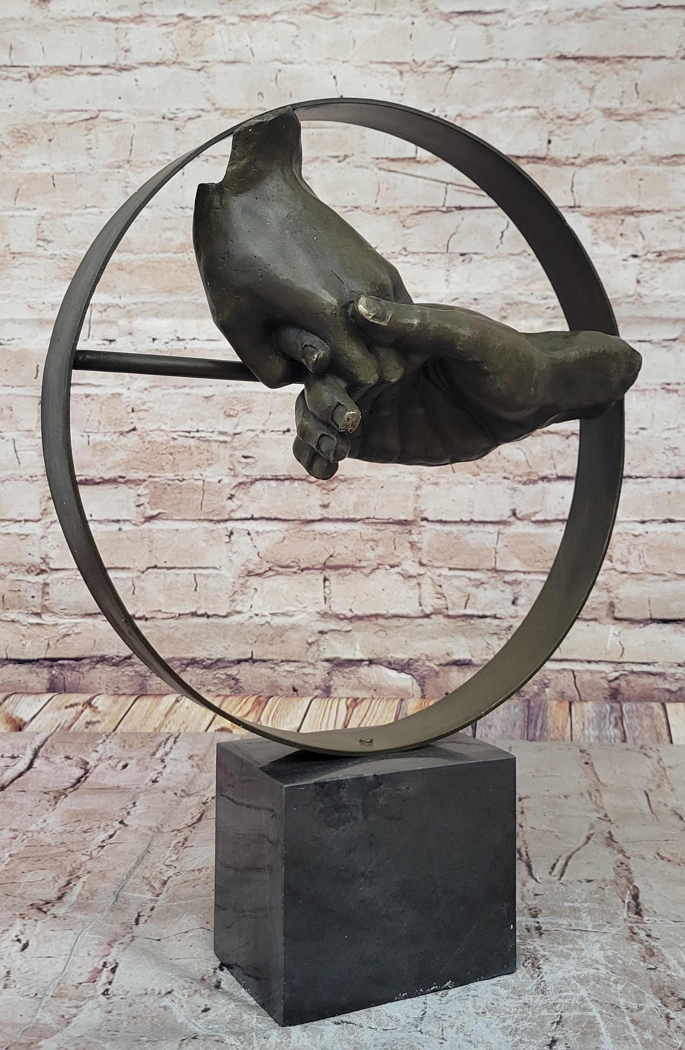 Handcrafted bronze Sculpture SALE Marble Other Each Holding Hand Dali Deco Art