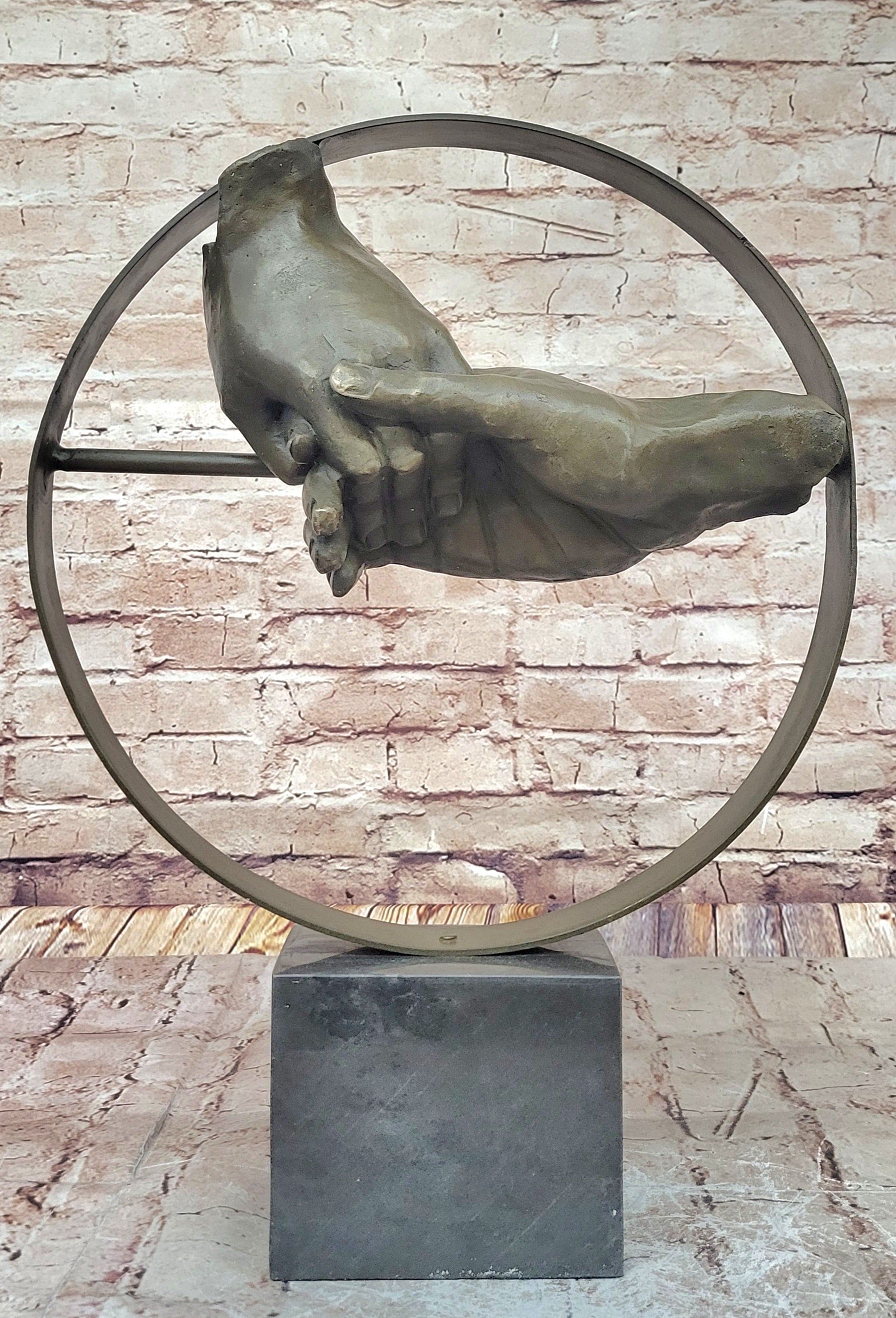 Handcrafted bronze Sculpture SALE Marble Other Each Holding Hand Dali Deco Art