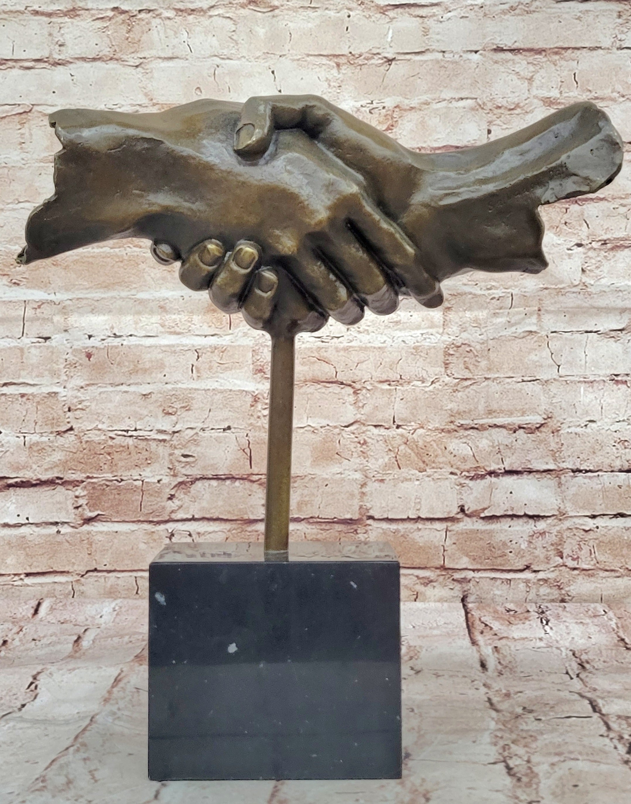 Modern Abstract Art Two Shaking Hand by Dali Bronze Sculpture Figurine Figure
