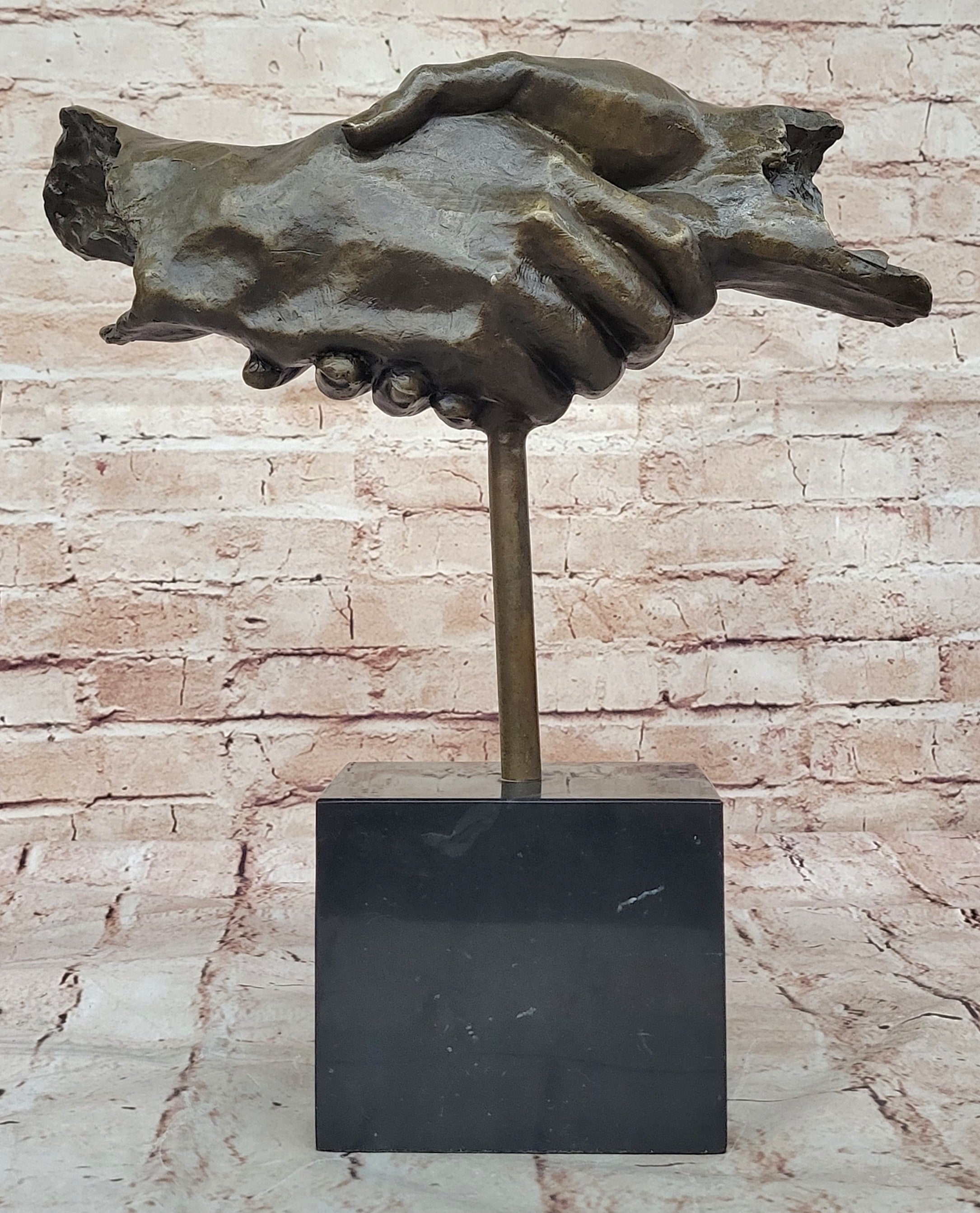 Modern Abstract Art Two Shaking Hand by Dali Bronze Sculpture Figurine Figure