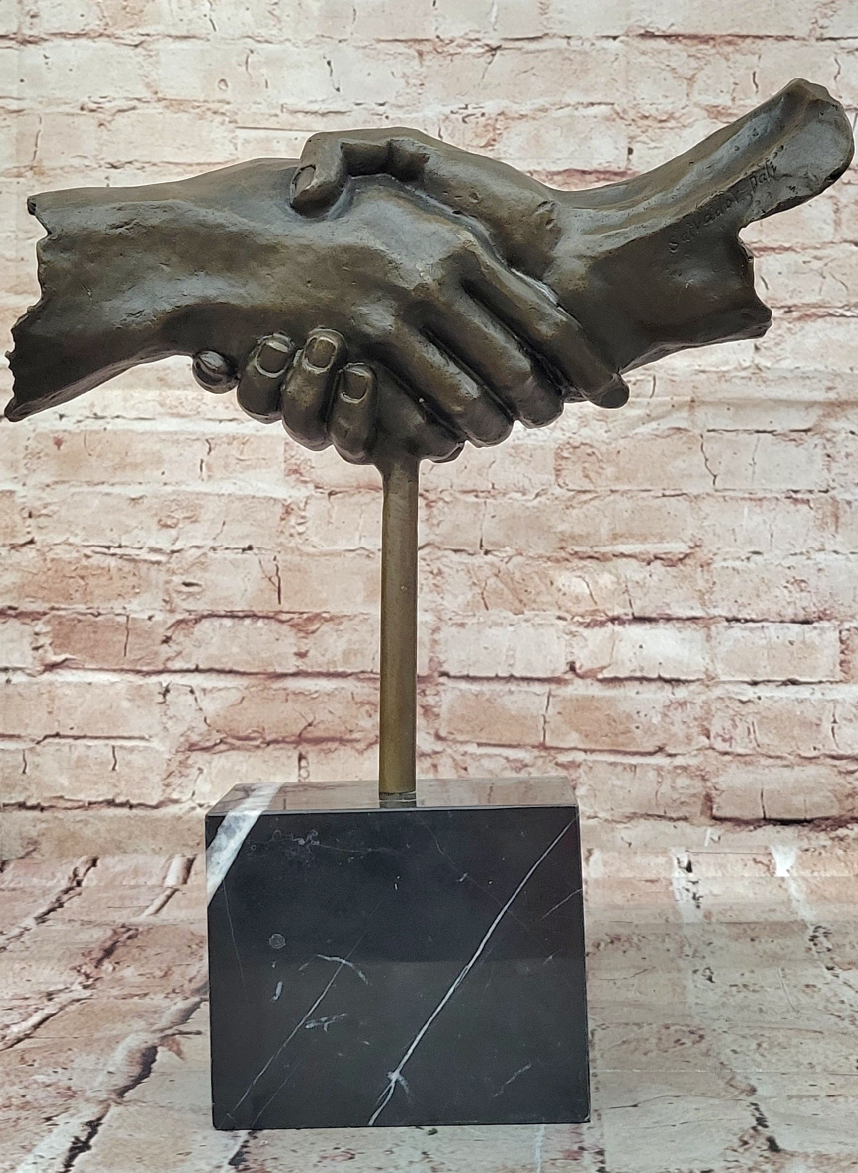 Modern Abstract Art Two Shaking Hand by Dali Bronze Sculpture Figurine Figure