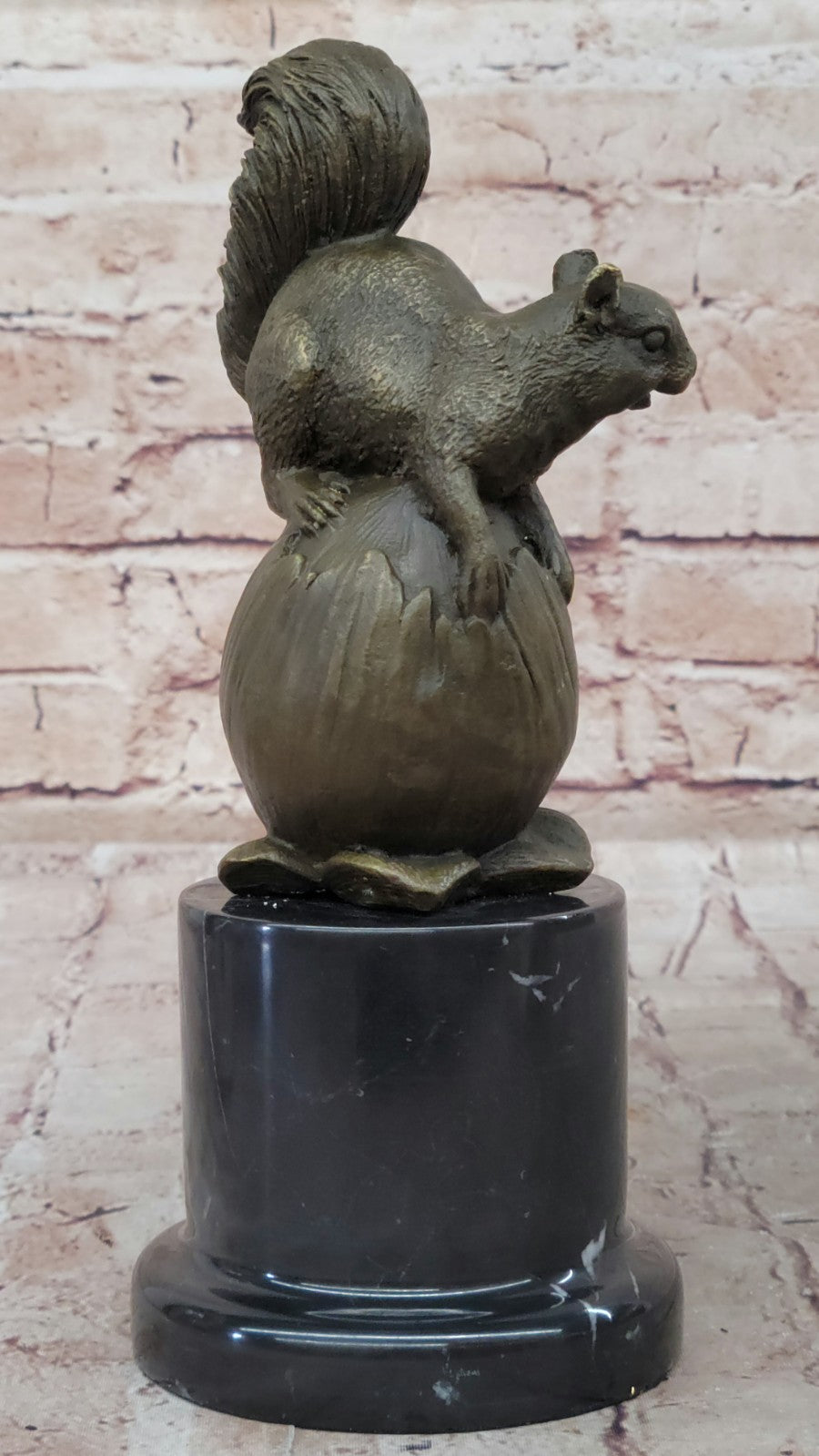 Handcrafted Bronze Squirrel Sculpture on Marble Base – SALE Art Collectible