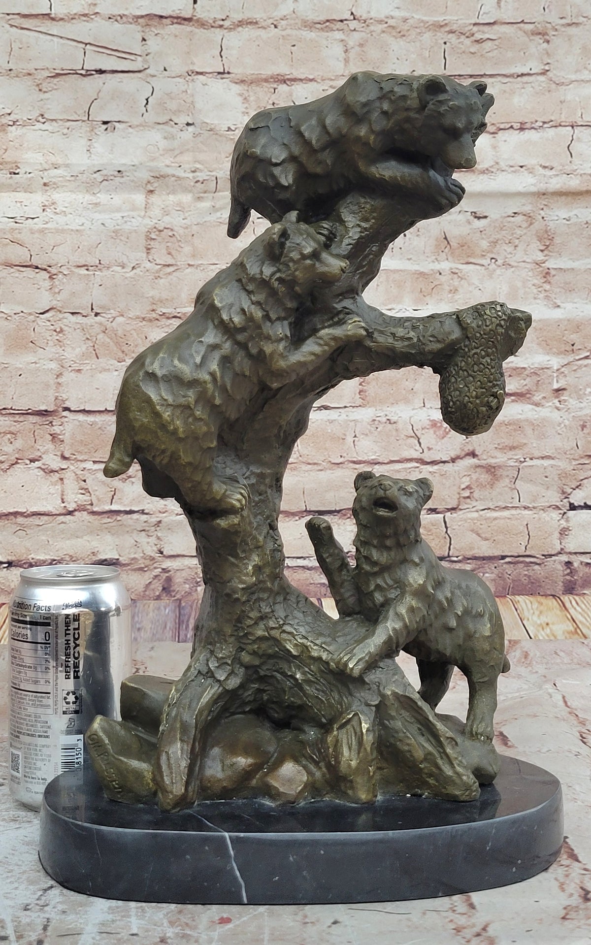 Wildlife Art Sculpture: Handcrafted Bear Family Bronze by Charles Russell for Home Decor