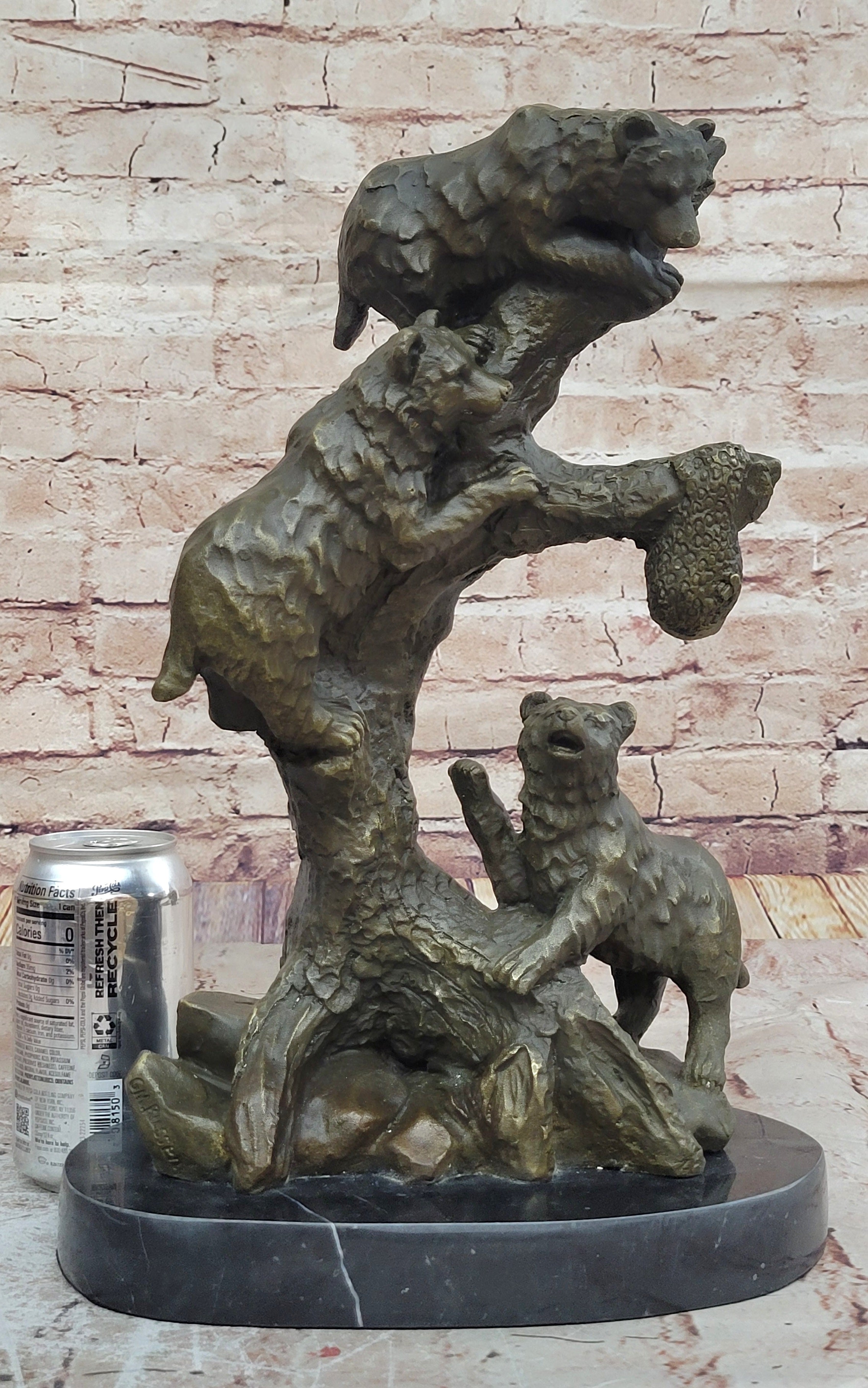 Wildlife Art Sculpture: Handcrafted Bear Family Bronze by Charles Russell for Home Decor