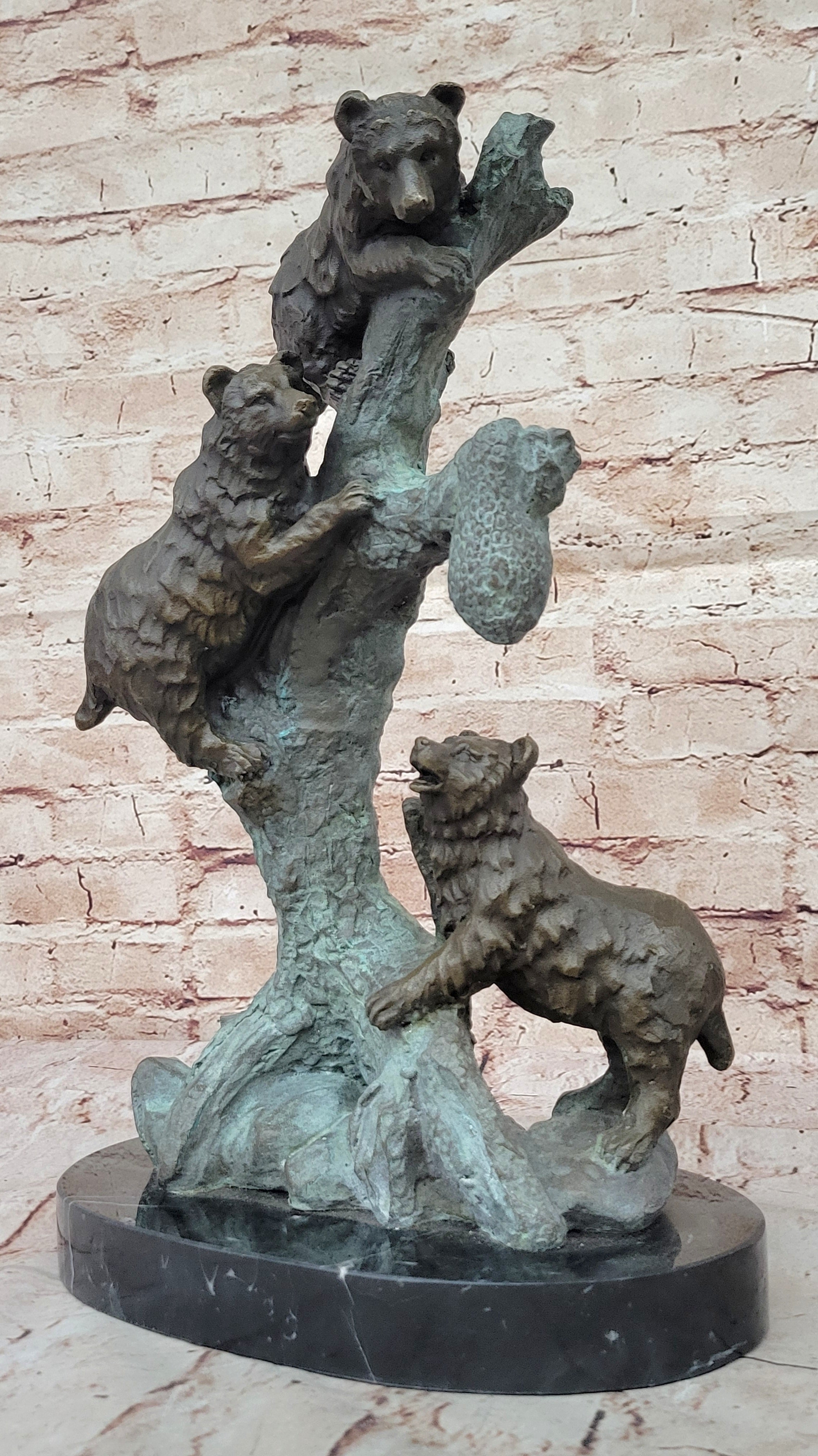 Bronze Statue 3 Bears. mother & baby bear Sculpture Hot Cast Figurine Figure