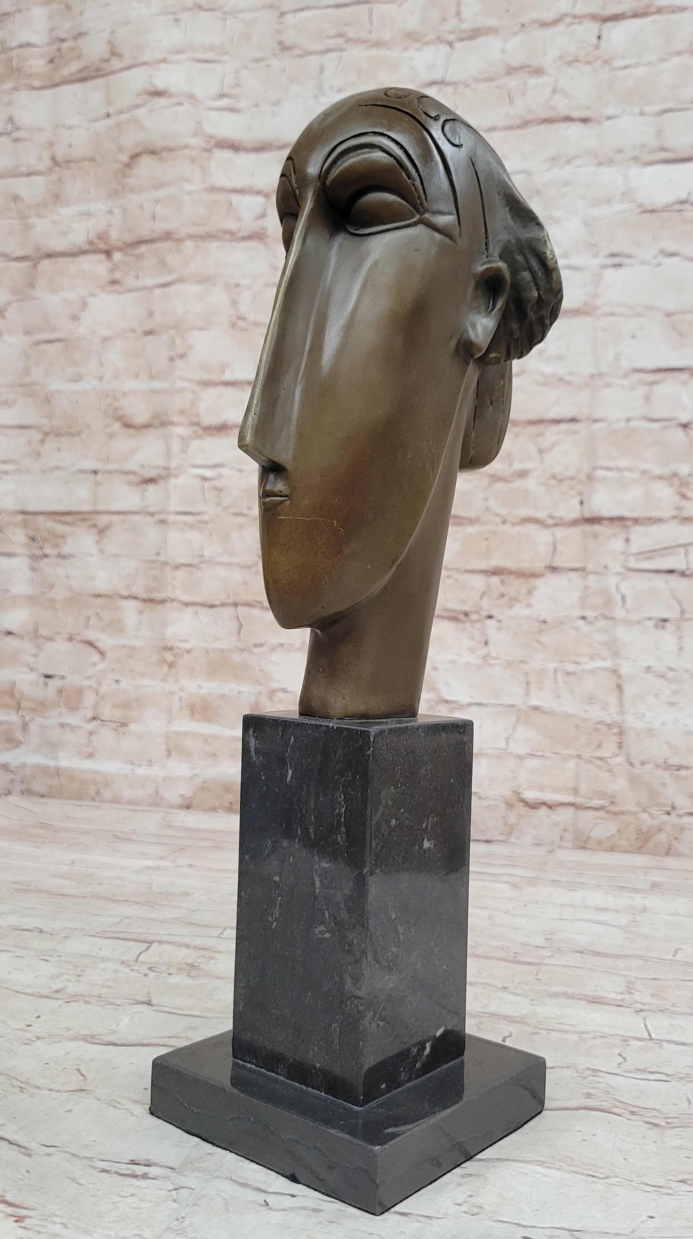 AMEDEO MODIGLIANI TRIBUTE - BRONZE SCULPTURE - THE HEAD OF CARYATID - SIGNED !