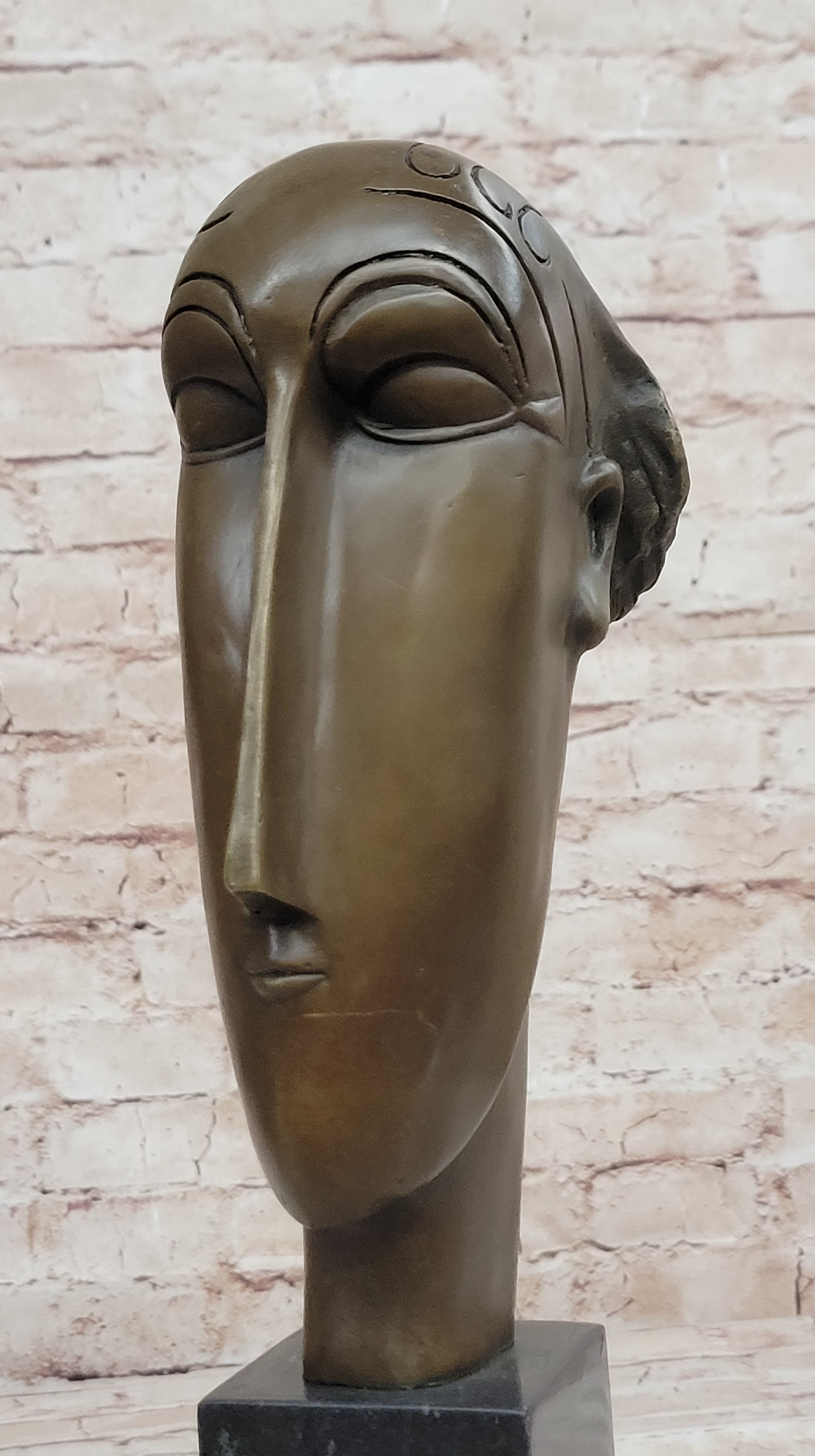 AMEDEO MODIGLIANI TRIBUTE - BRONZE SCULPTURE - THE HEAD OF CARYATID - SIGNED !