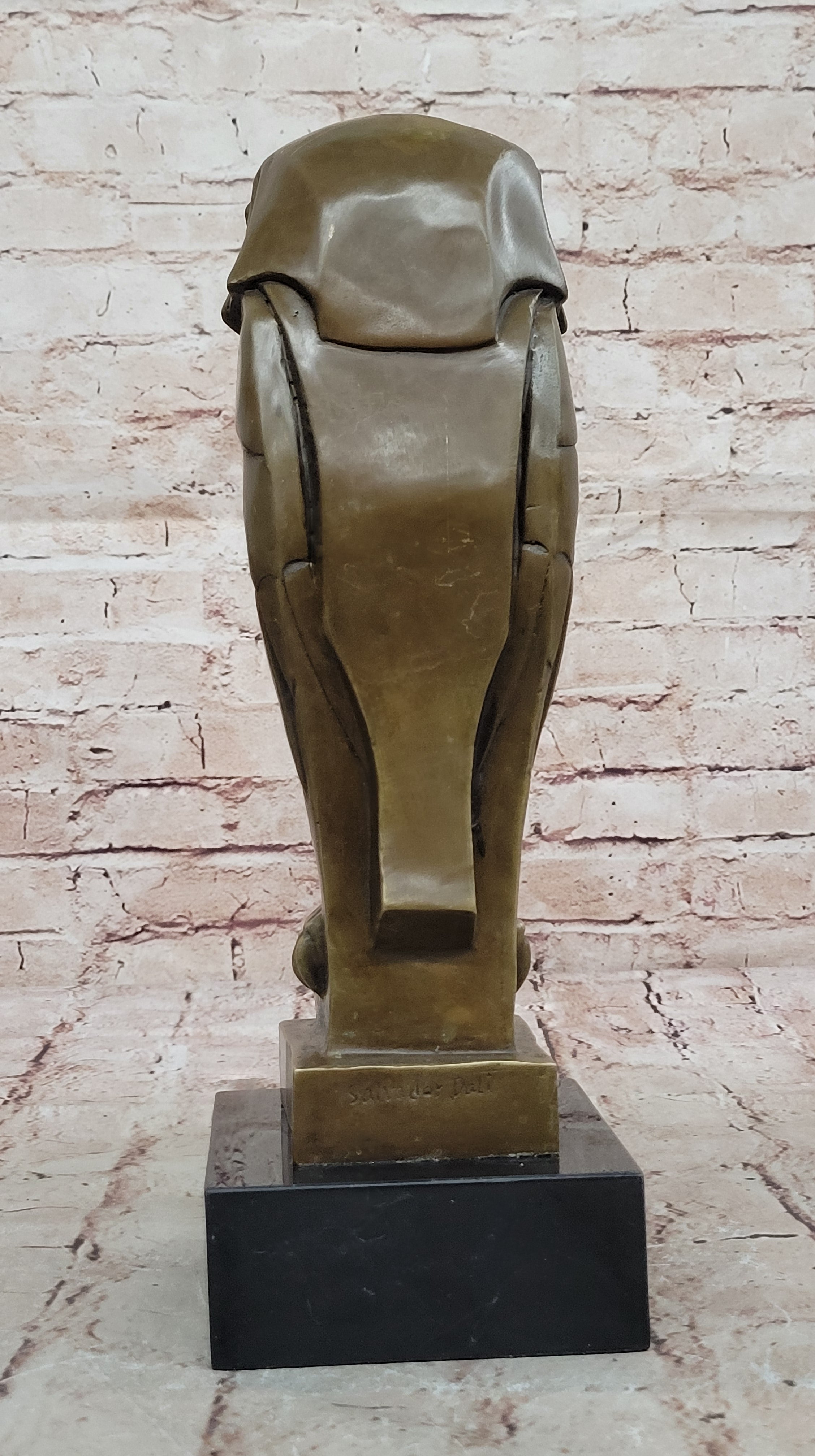 All Bronze on Marble Base Modern Cubism Sculpture Owl Bird Dali Tribute Art Deco