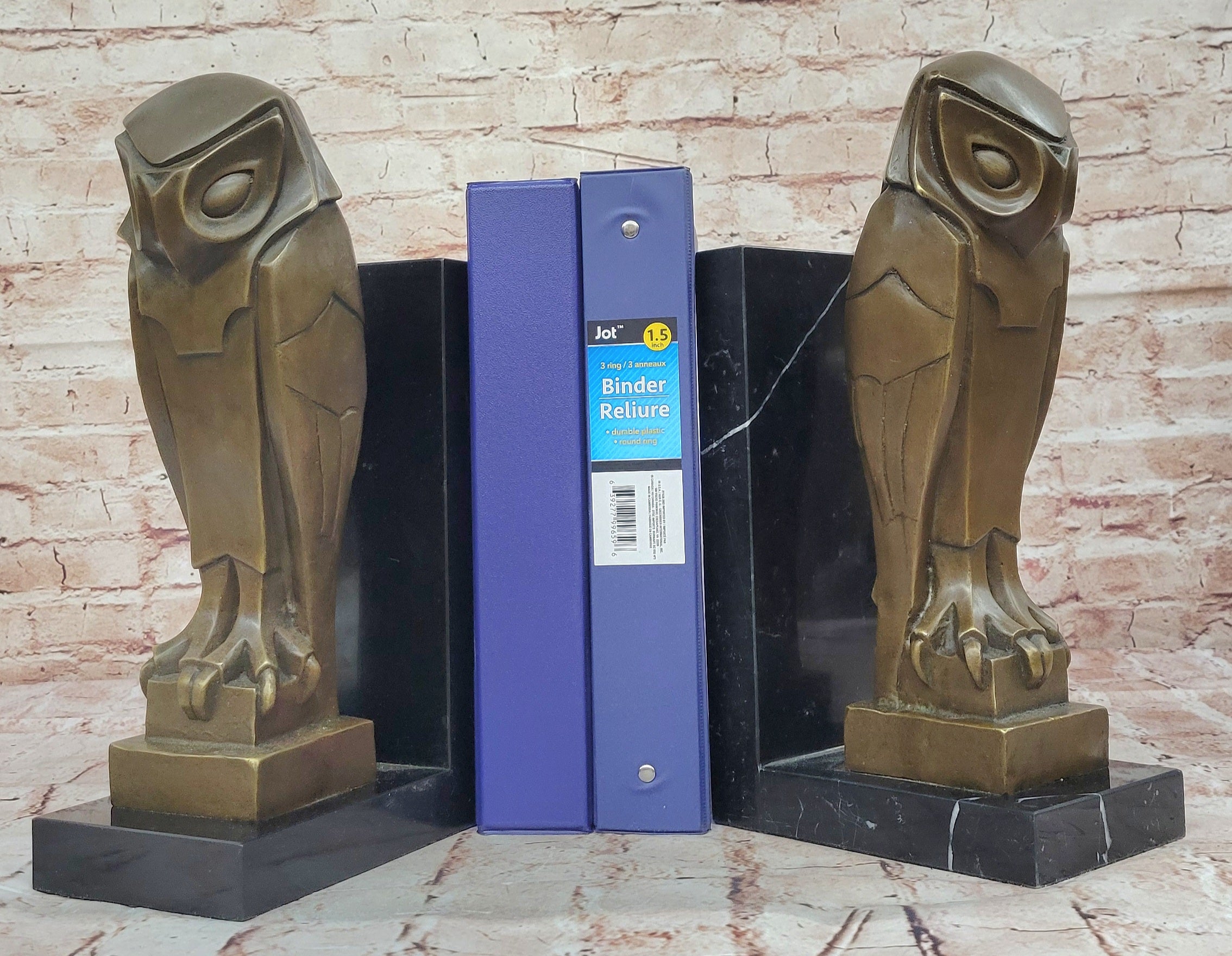 All Bronze on Marble Base Modern Cubism Sculpture Owl Bird Dali Tribute Art Deco