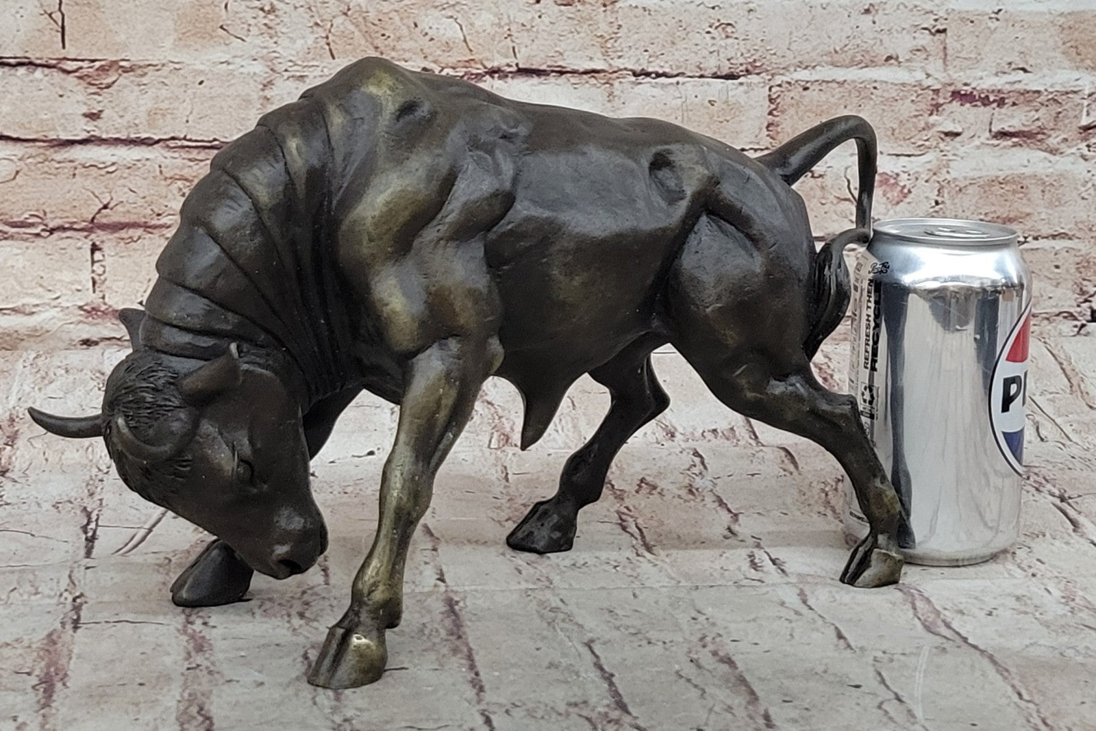 Handcrafted bronze sculpture SALE Decor Base Spanish Bull Male Milo Signed