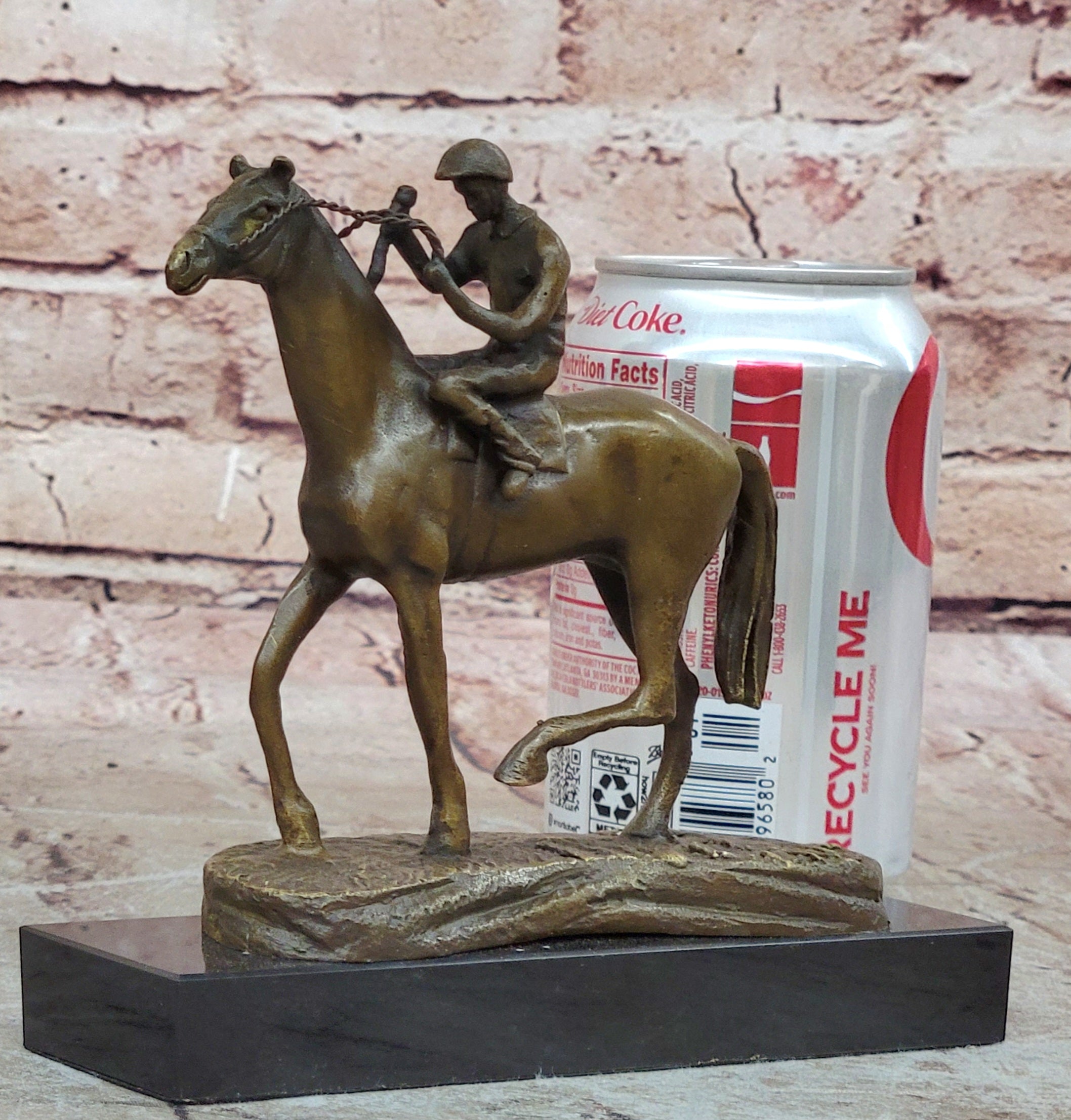 Handcrafted bronze sculpture SALE Anime Marble Horse With Jockey Original Signed