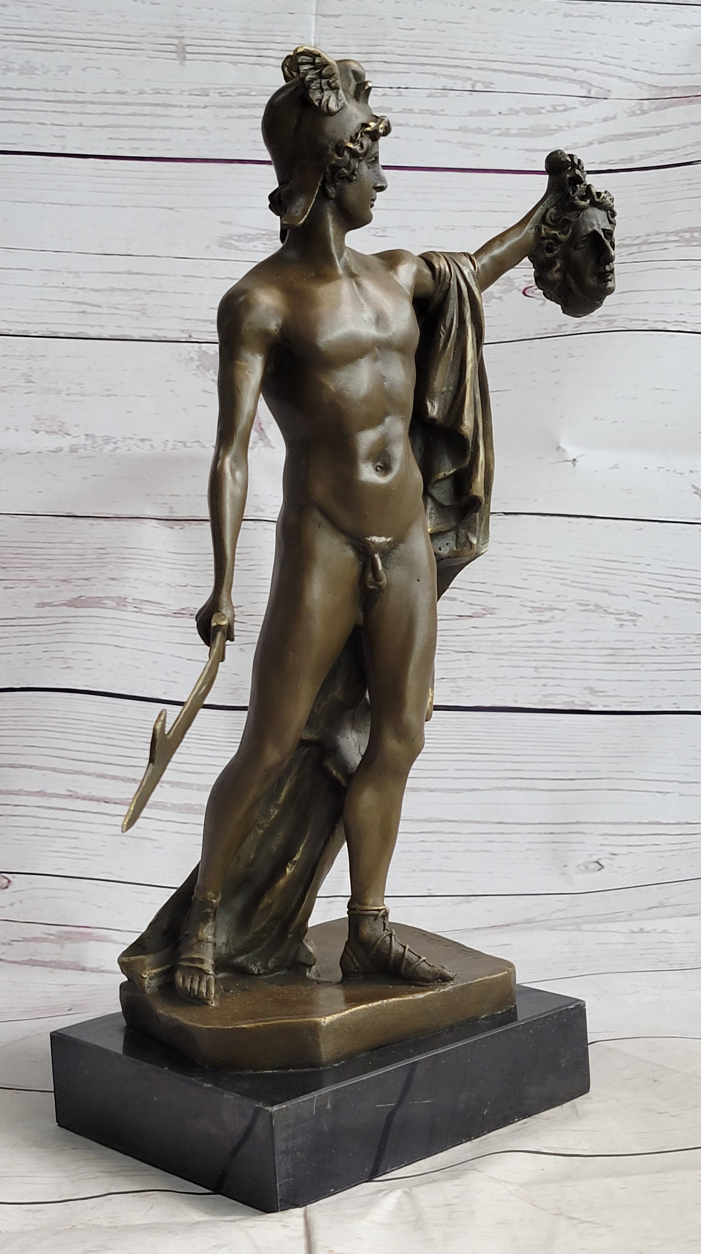 Signed Aldo Vitaleh tribute to Cellini Perseus Beheading the Medusa Bronze Nude