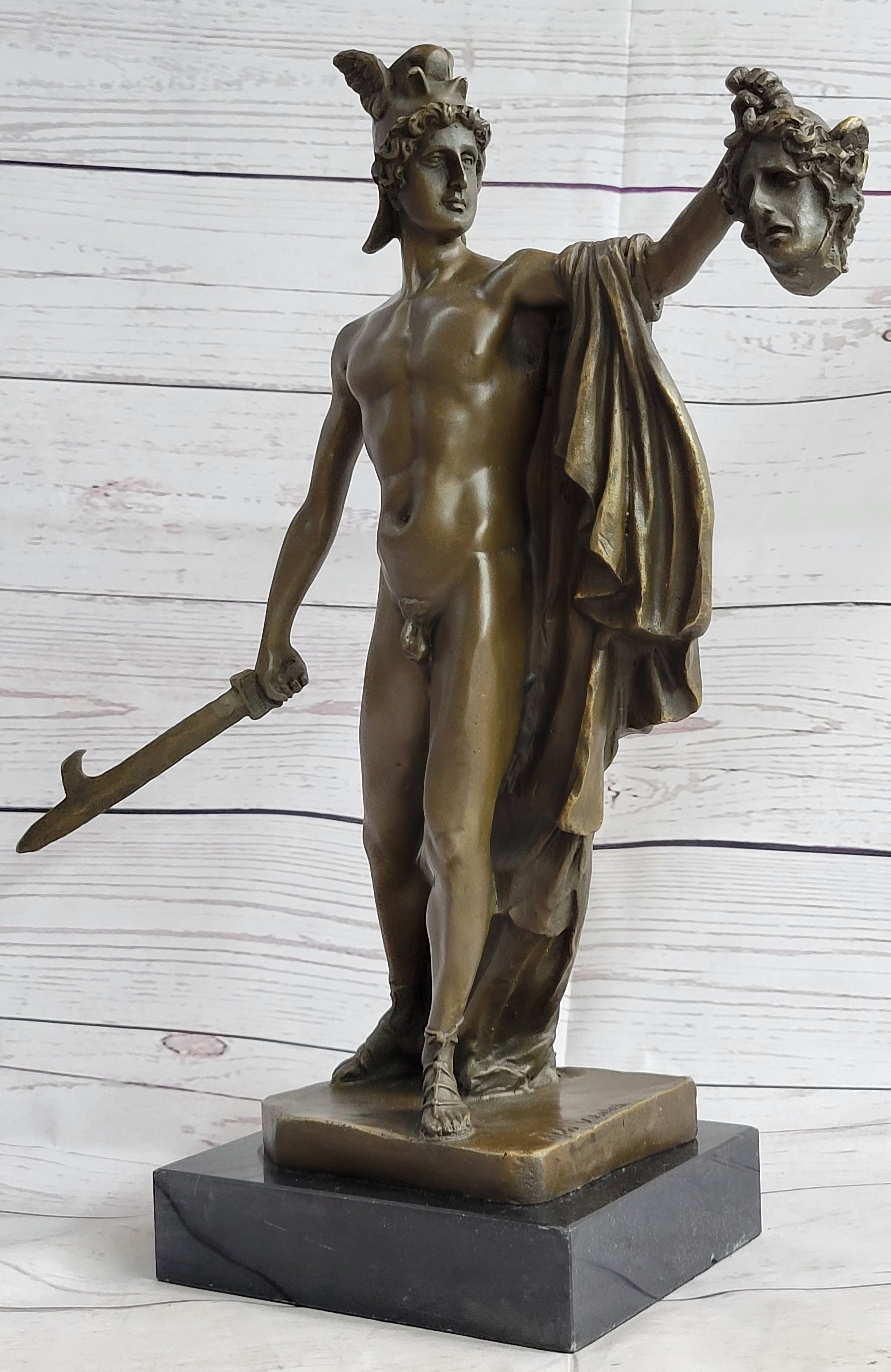 Signed Aldo Vitaleh tribute to Cellini Perseus Beheading the Medusa Bronze Nude