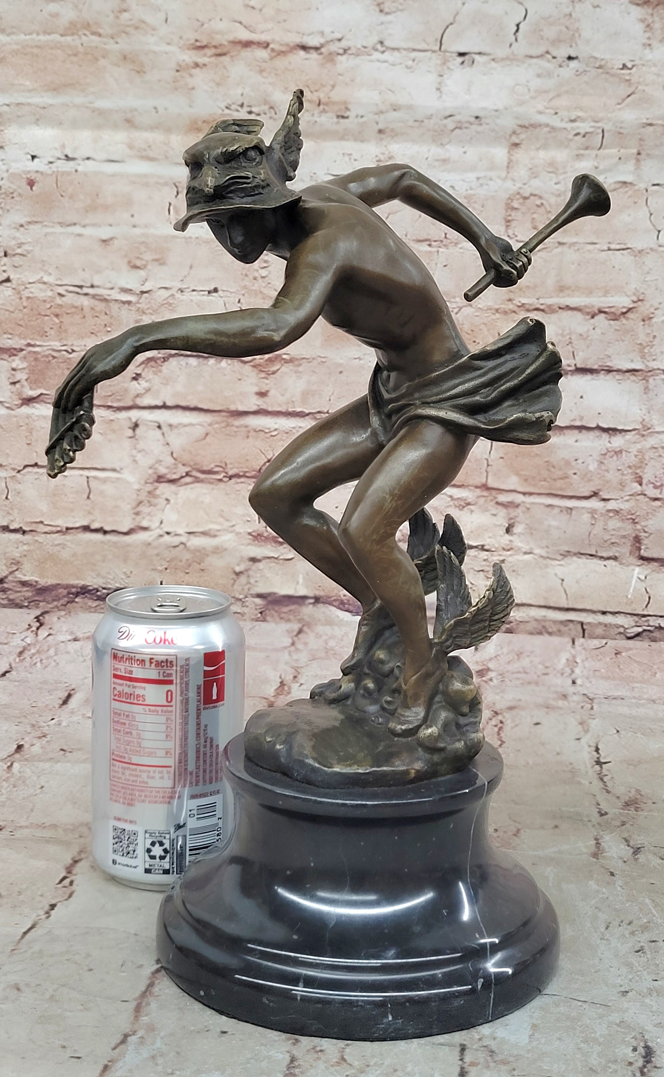 Handcrafted bronze sculpture SALE God Greek Mercury Flying Giambologna Signed