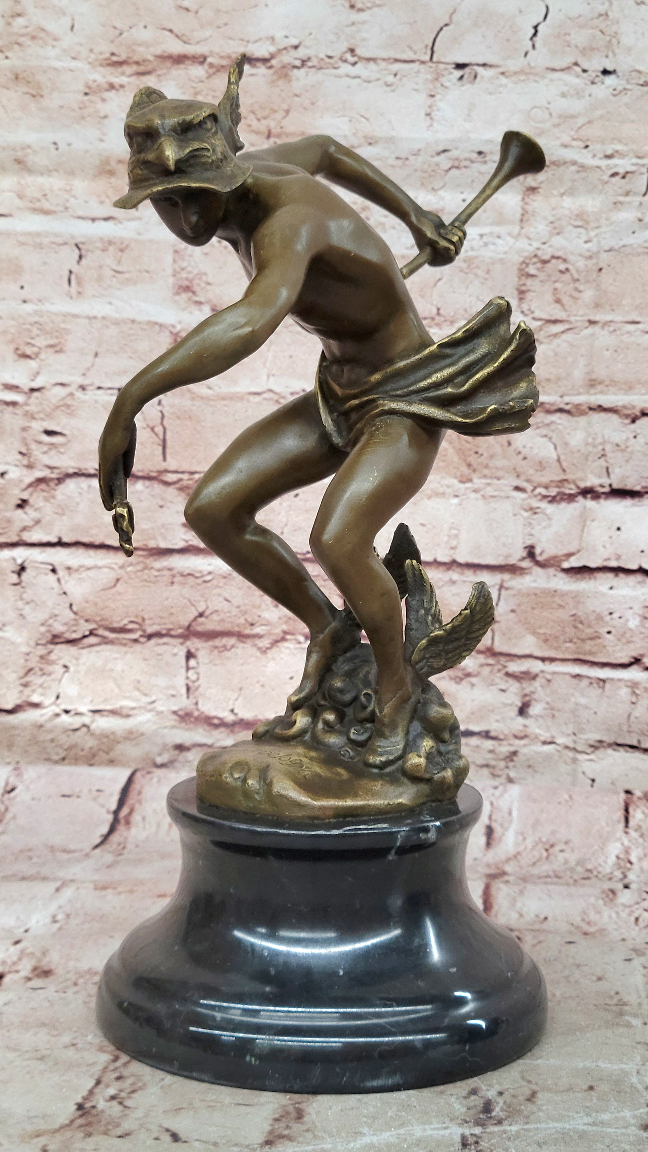 Handcrafted bronze sculpture SALE God Greek Mercury Flying Giambologna Signed