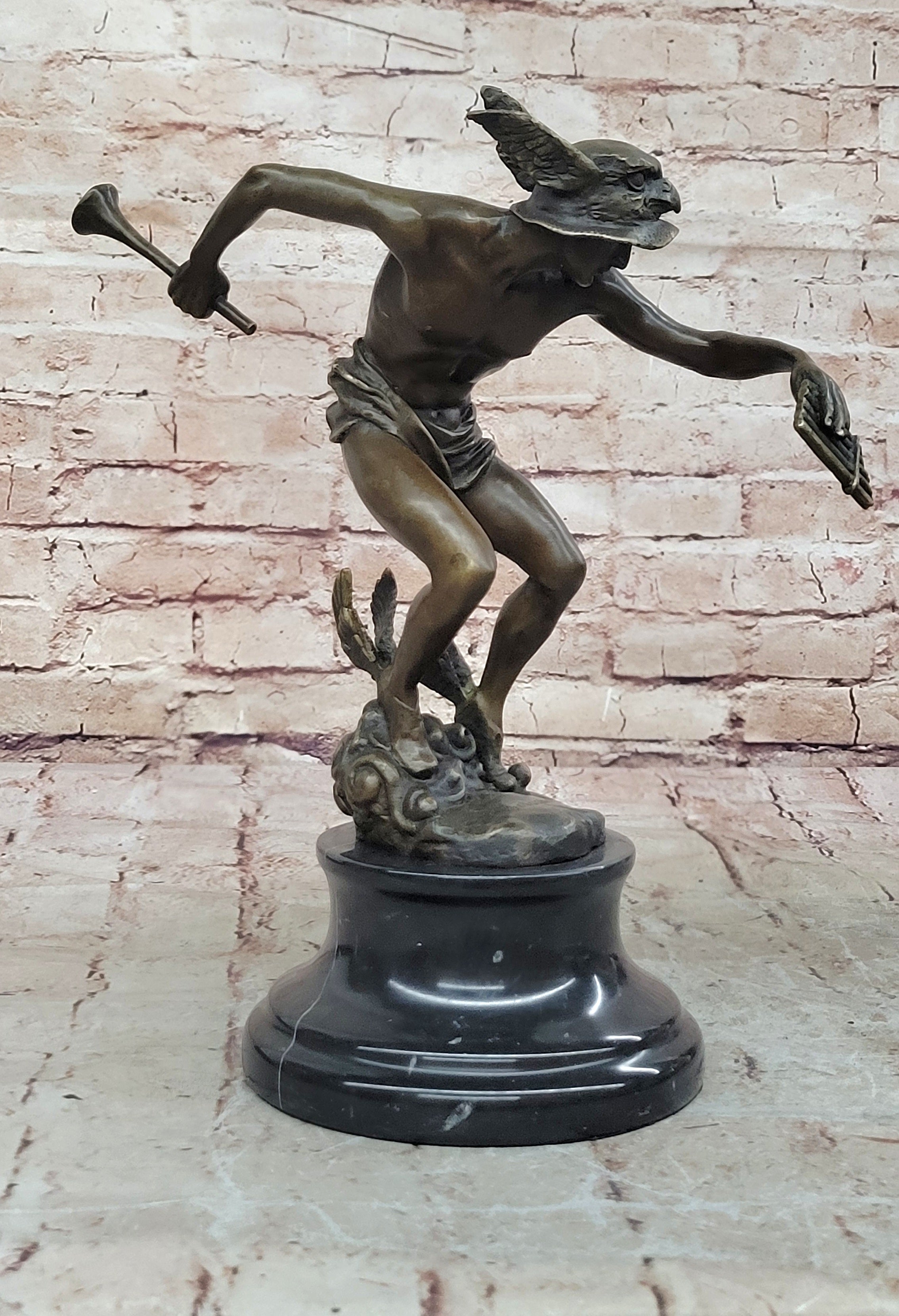 Handcrafted bronze sculpture SALE God Greek Mercury Flying Giambologna Signed