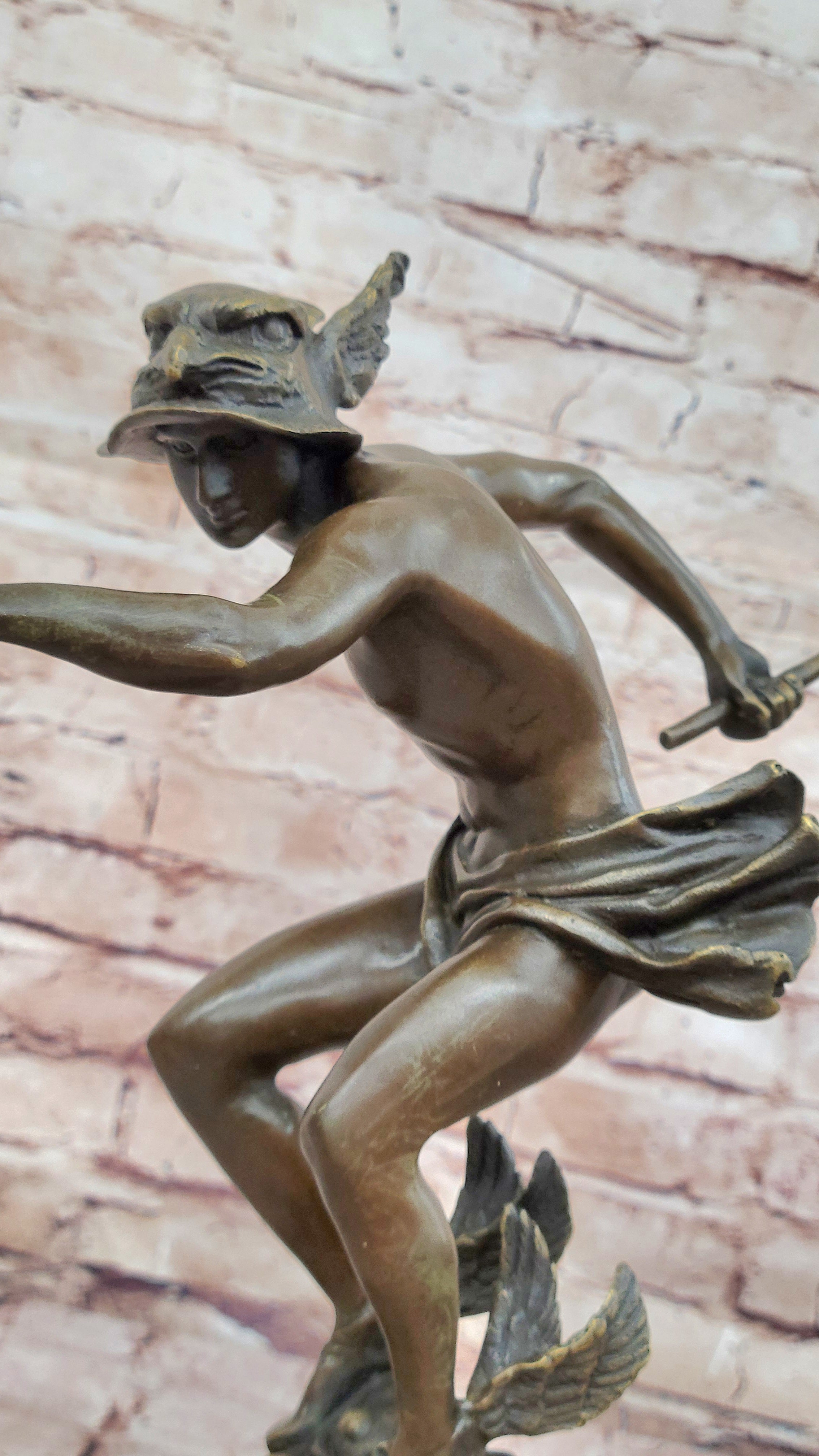 Handcrafted bronze sculpture SALE God Greek Mercury Flying Giambologna Signed