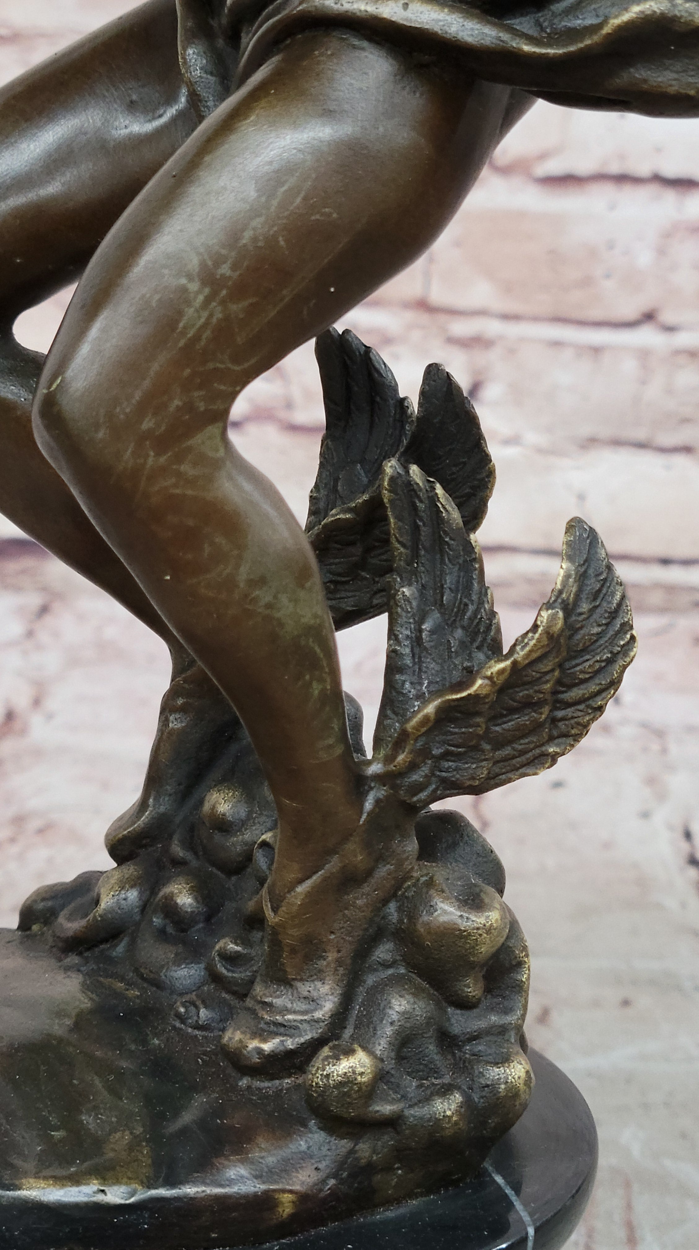 Handcrafted bronze sculpture SALE God Greek Mercury Flying Giambologna Signed