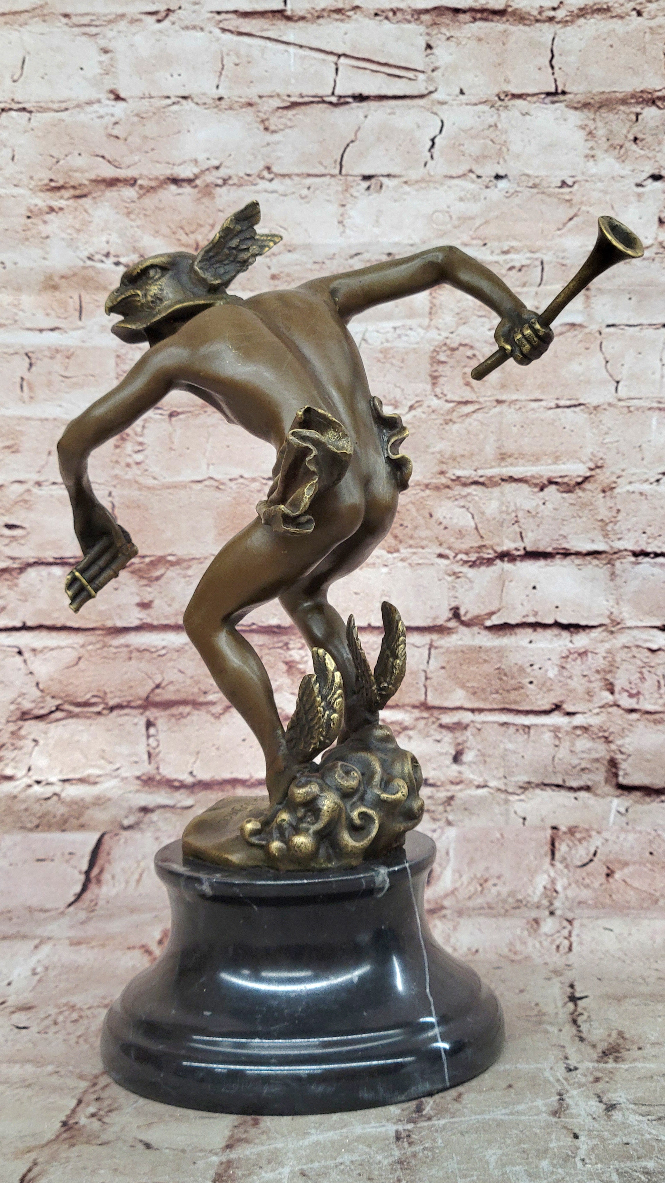 Handcrafted bronze sculpture SALE God Greek Mercury Flying Giambologna Signed