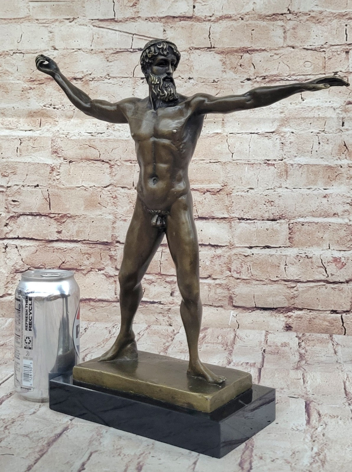 Bronze Marble Statue Atlantis POSEIDON Neptune Sea God Sculpture Art Figure Nude