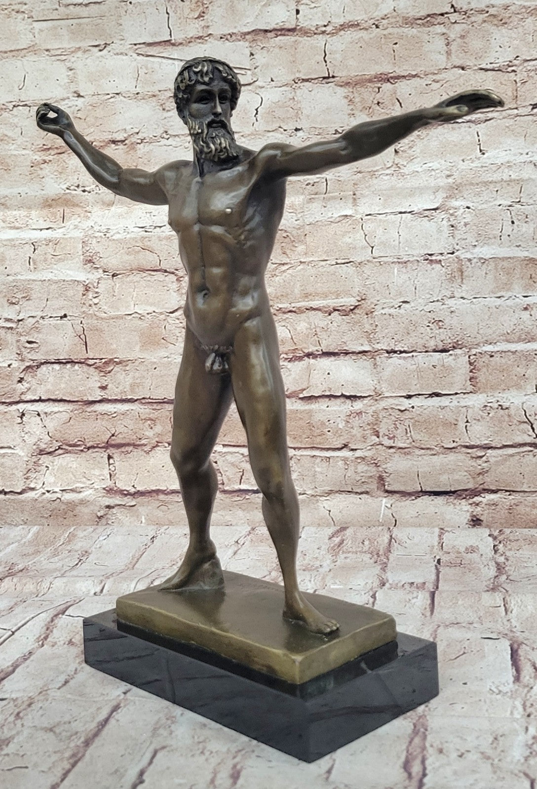 Bronze Marble Statue Atlantis POSEIDON Neptune Sea God Sculpture Art Figure Nude