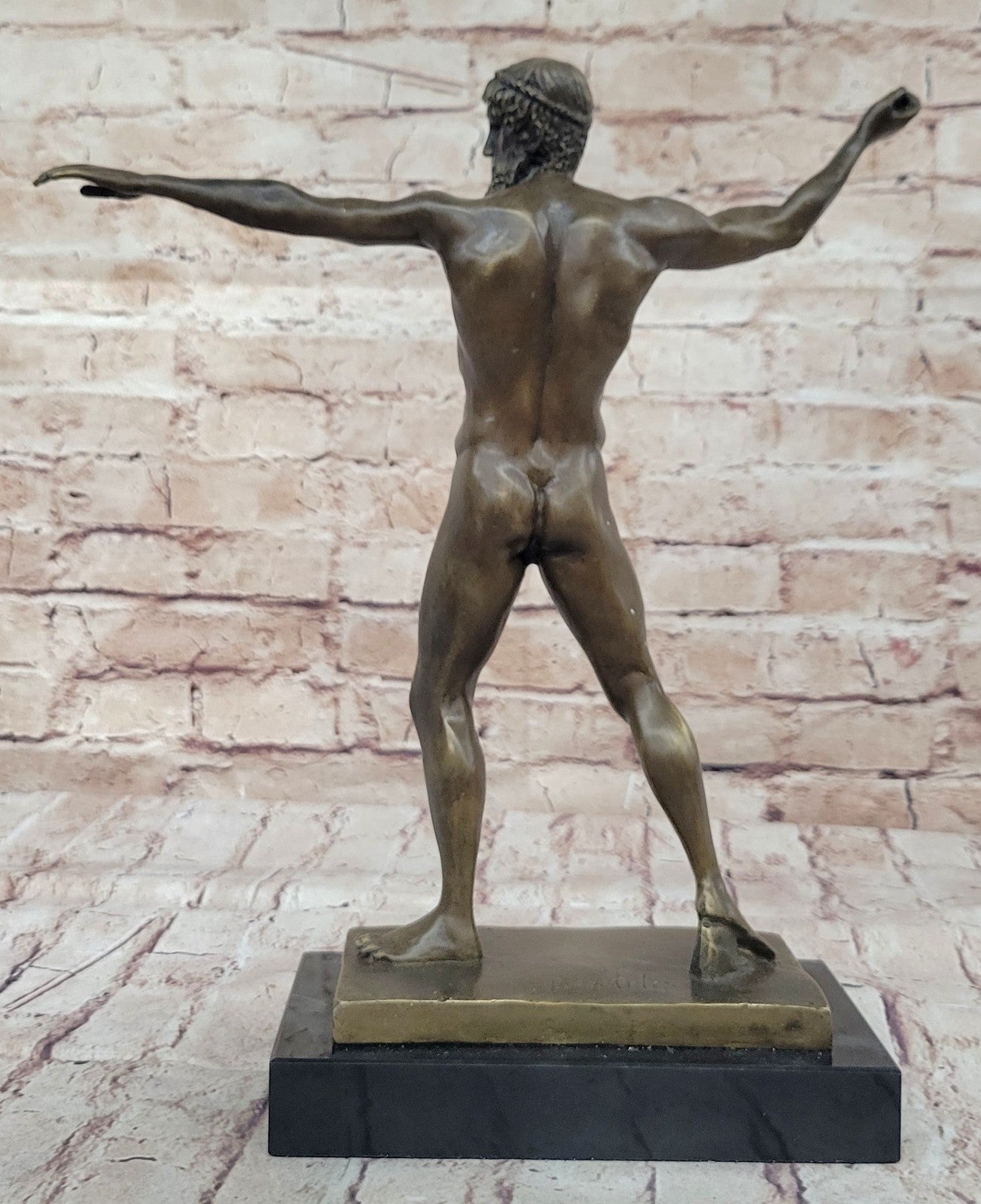 Bronze Marble Statue Atlantis POSEIDON Neptune Sea God Sculpture Art Figure Nude