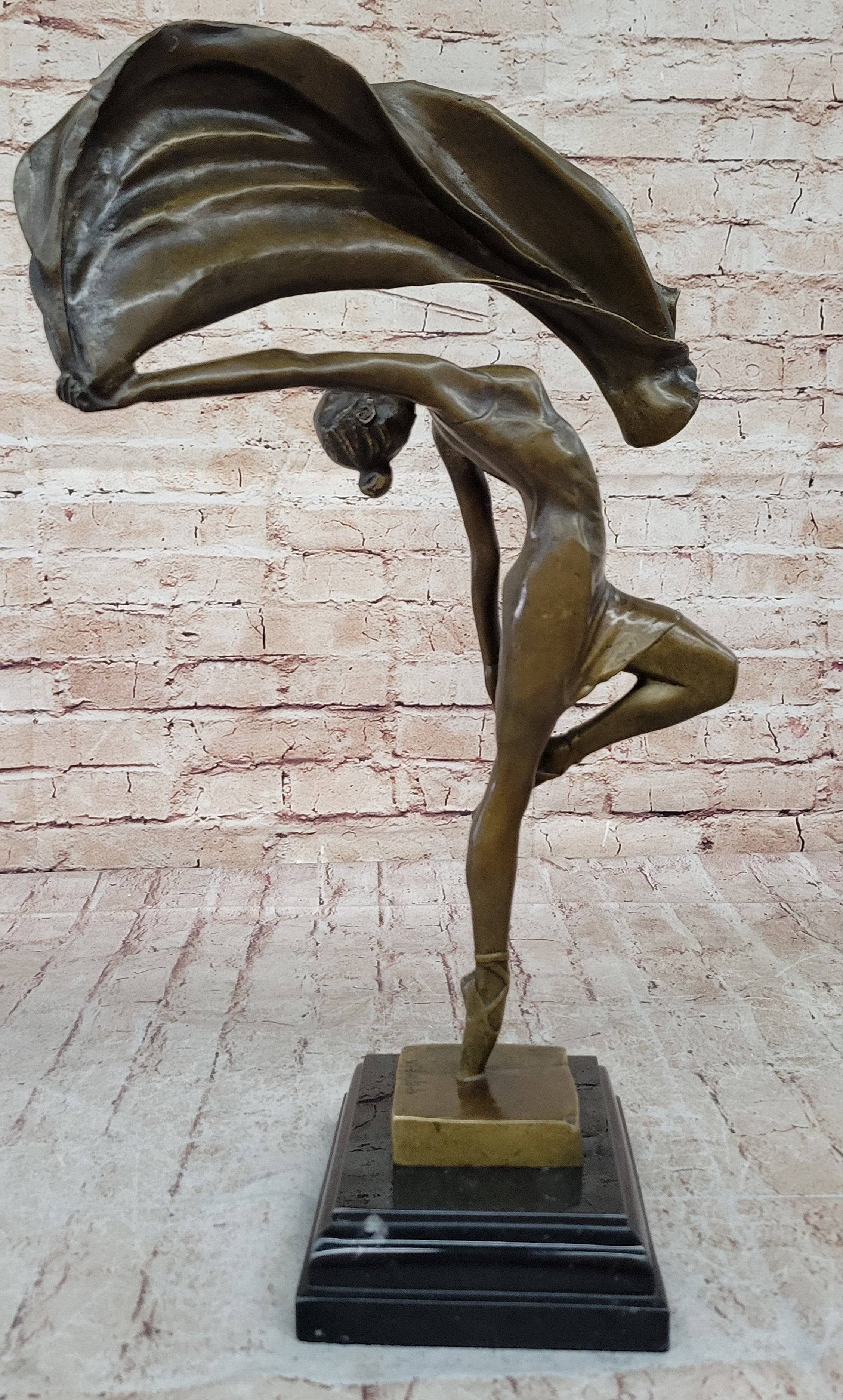 Bronze Hot Cast  Hot Cast Flag Dancer Sculpture by Aldo Vitaleh Figure