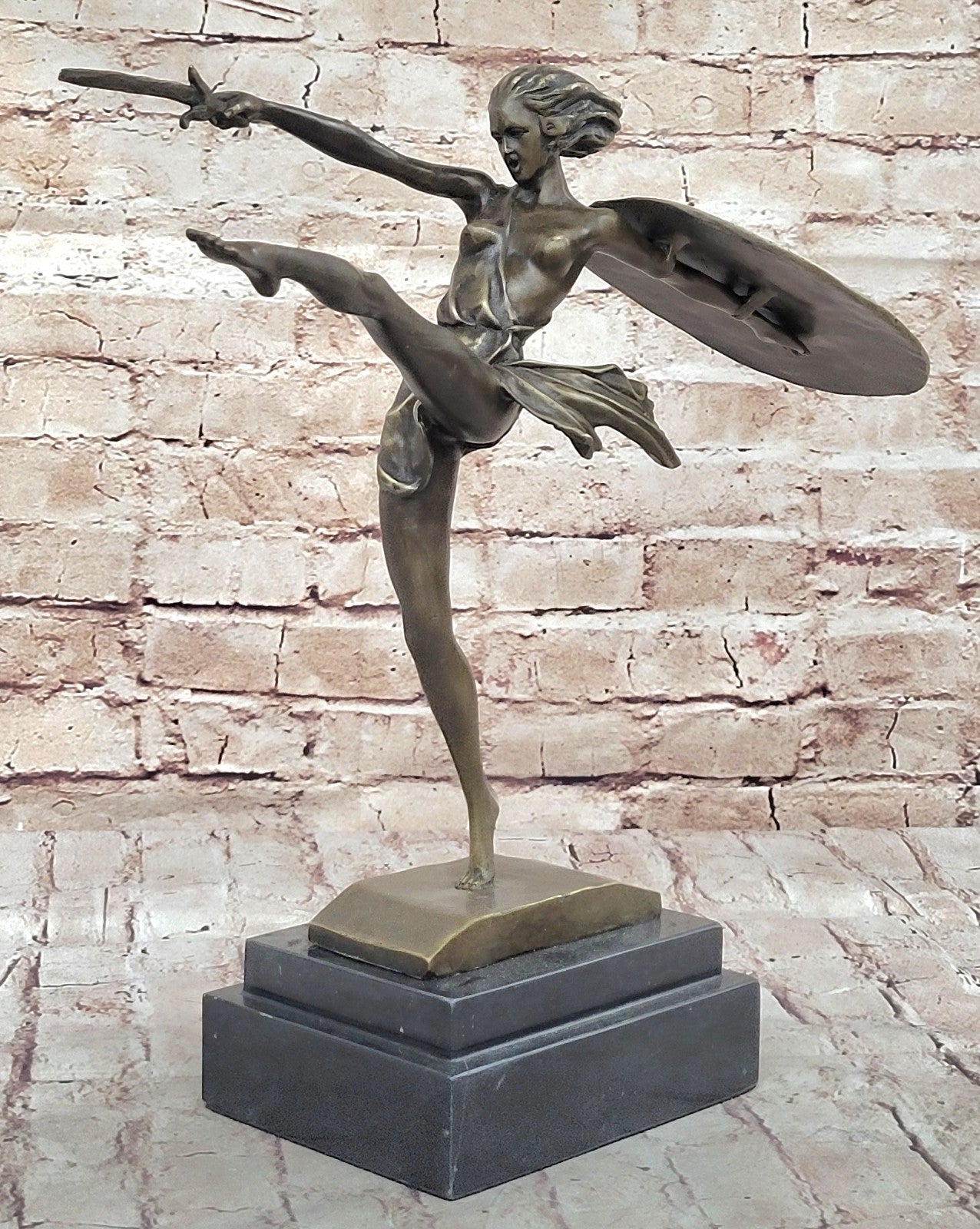 BRONZE ART DECO AMAZON SIGNED ZACH STATUE FEMALE WARRIOR HOT CAST SCULPTURE NUDE