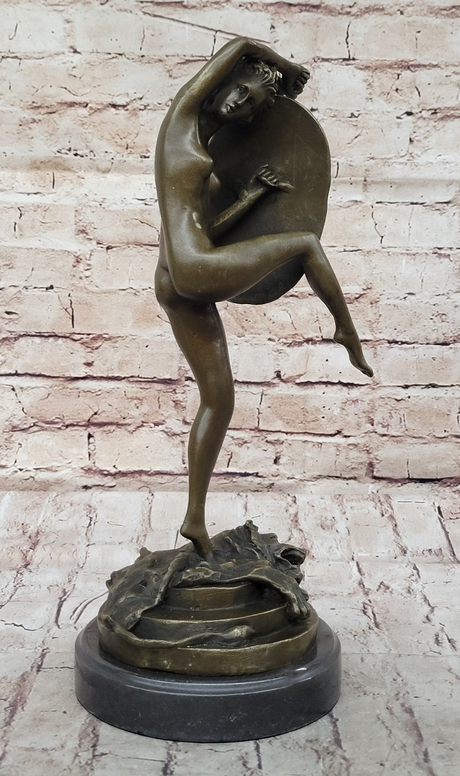 pure Genuine Bronze Marble art Greek warrior Soldier sculpture Figurine Figure