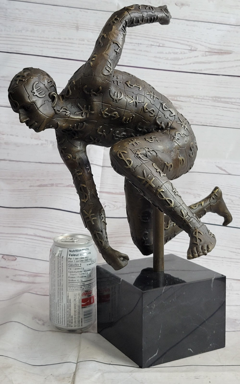 MID CENTURY BRUTALIST SALVADOR DALI ABSTRACT BRONZE NUDE MALE FIGURE ART STATUE