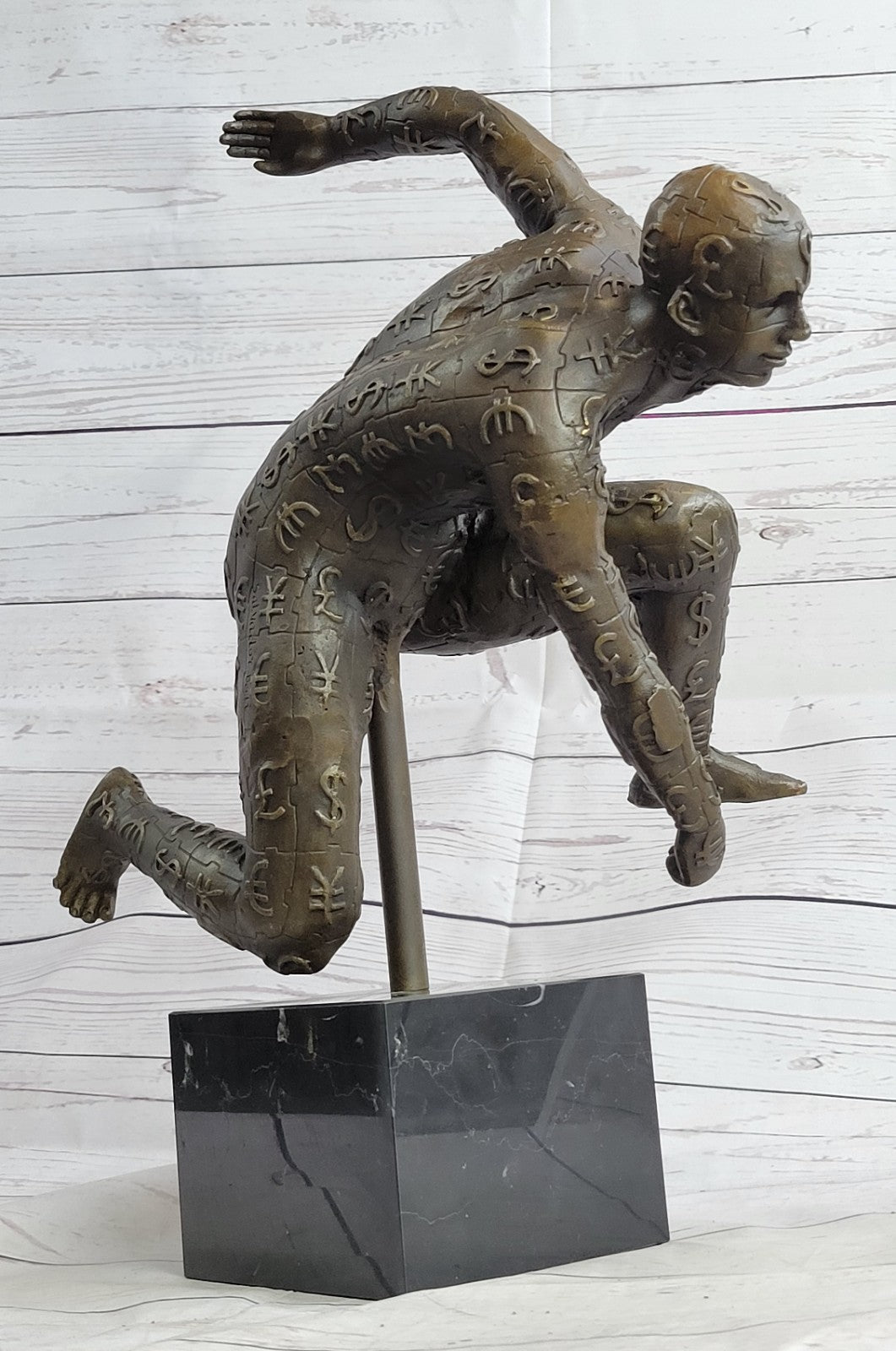 MID CENTURY BRUTALIST SALVADOR DALI ABSTRACT BRONZE NUDE MALE FIGURE ART STATUE