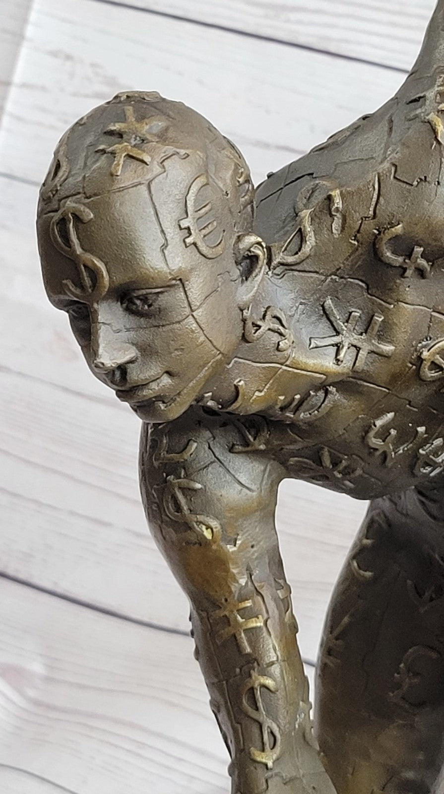 MID CENTURY BRUTALIST SALVADOR DALI ABSTRACT BRONZE NUDE MALE FIGURE ART STATUE