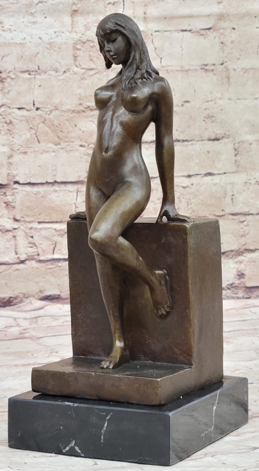 Handcrafted bronze sculpture SALE Hot Deco Art Erotic Girl Nude Original Signed
