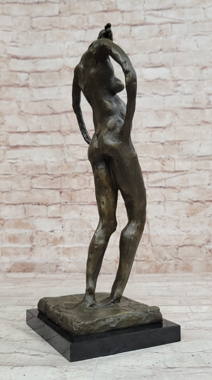 Handcrafted bronze sculpture Nude Salvador By Base Marble Art Modern Abstract *