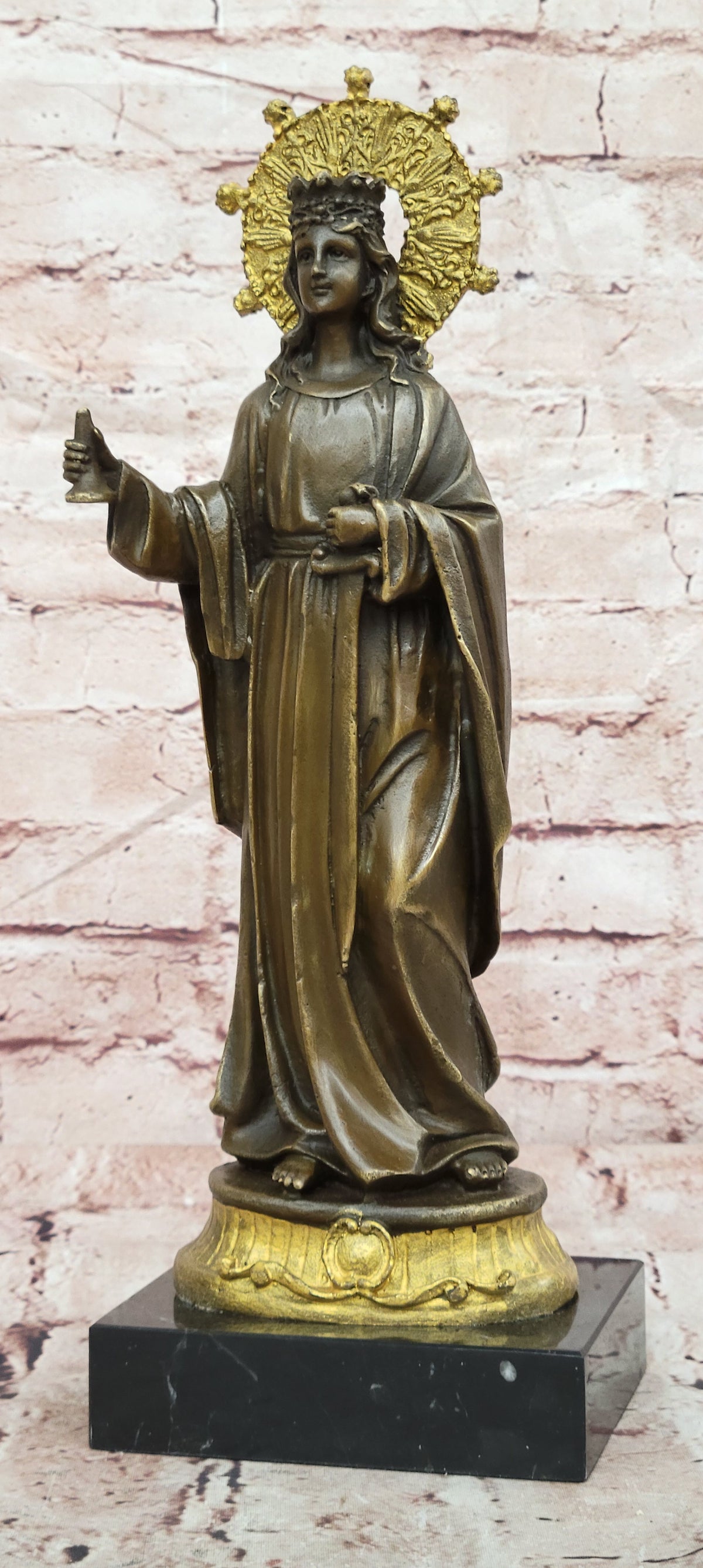 Saint Barbara - Crown, Chalice, Sword, Tower Catholic Bronze Sculpture Figure