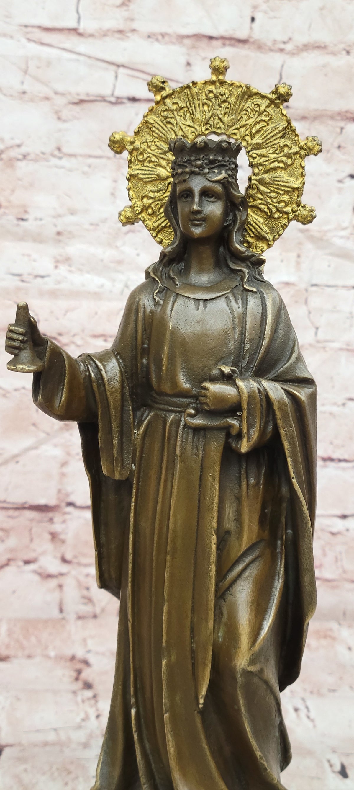 Saint Barbara - Crown, Chalice, Sword, Tower Catholic Bronze Sculpture Figure