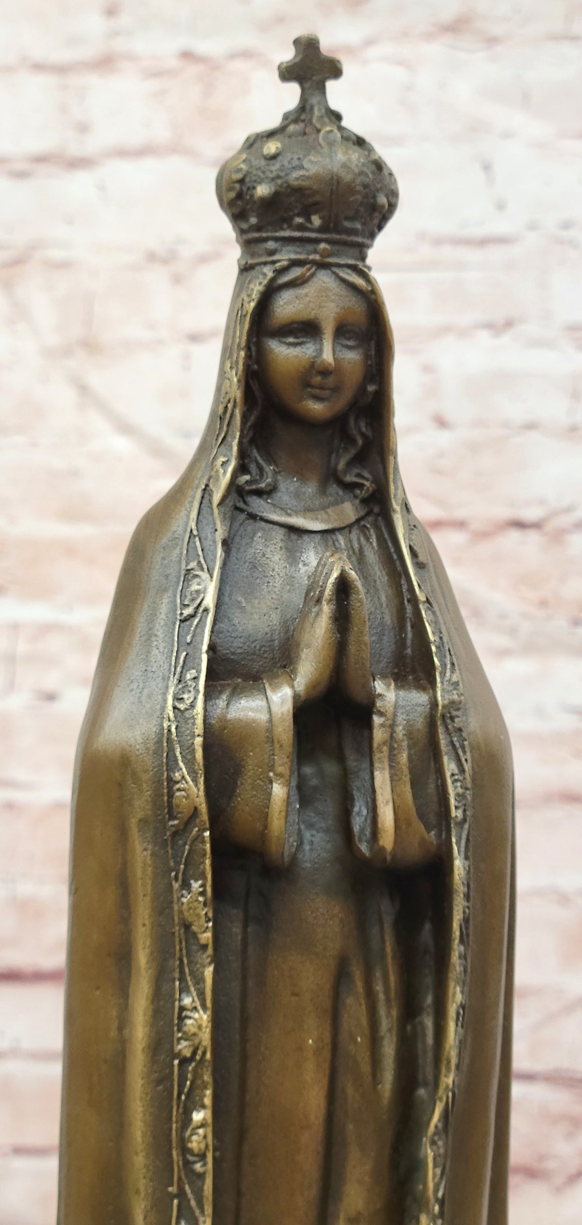Virgin Mary Blessed Mother Metal Crown Religious Statuary Bronze Statue