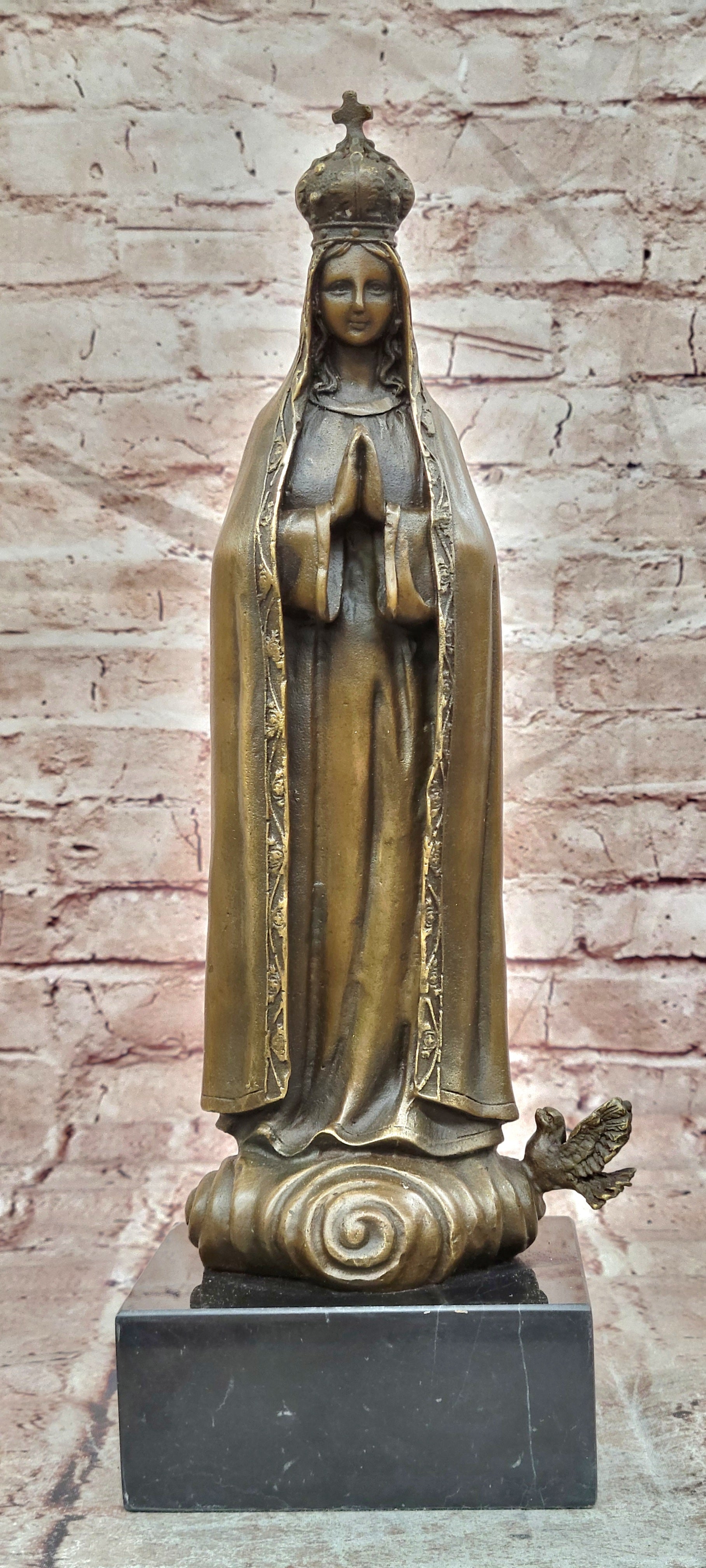 Virgin Mary Blessed Mother Metal Crown Religious Statuary Bronze Statue
