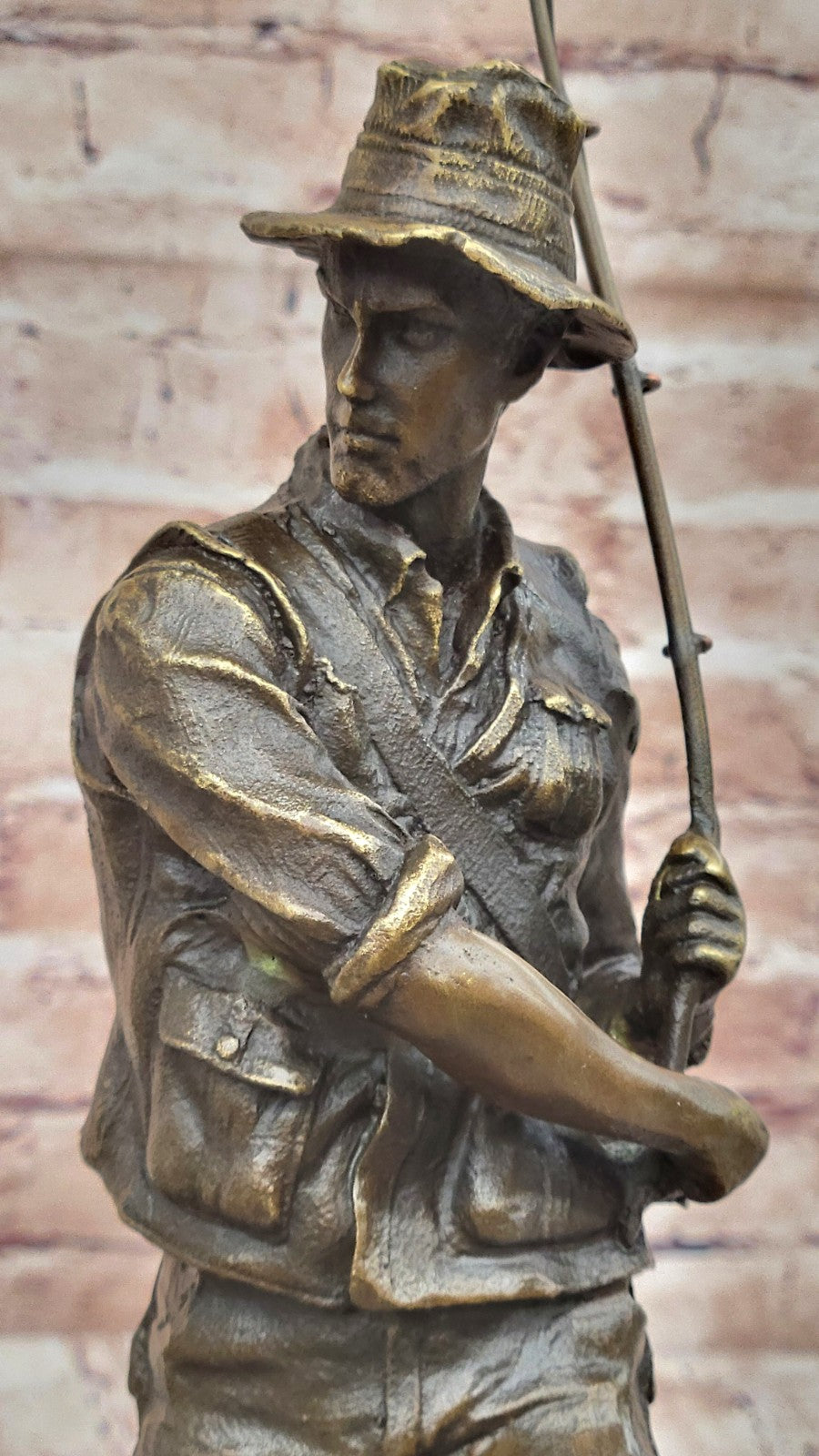 Collectible Handcrafted Fisherman Sportsman Trophy Bronze Sculpture Statue Figur