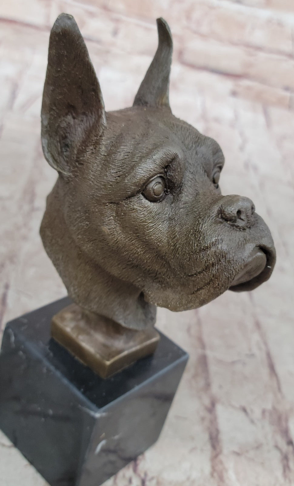 Handcrafted bronze sculpture SALE Art Base Marble Bulldog Boxer English German