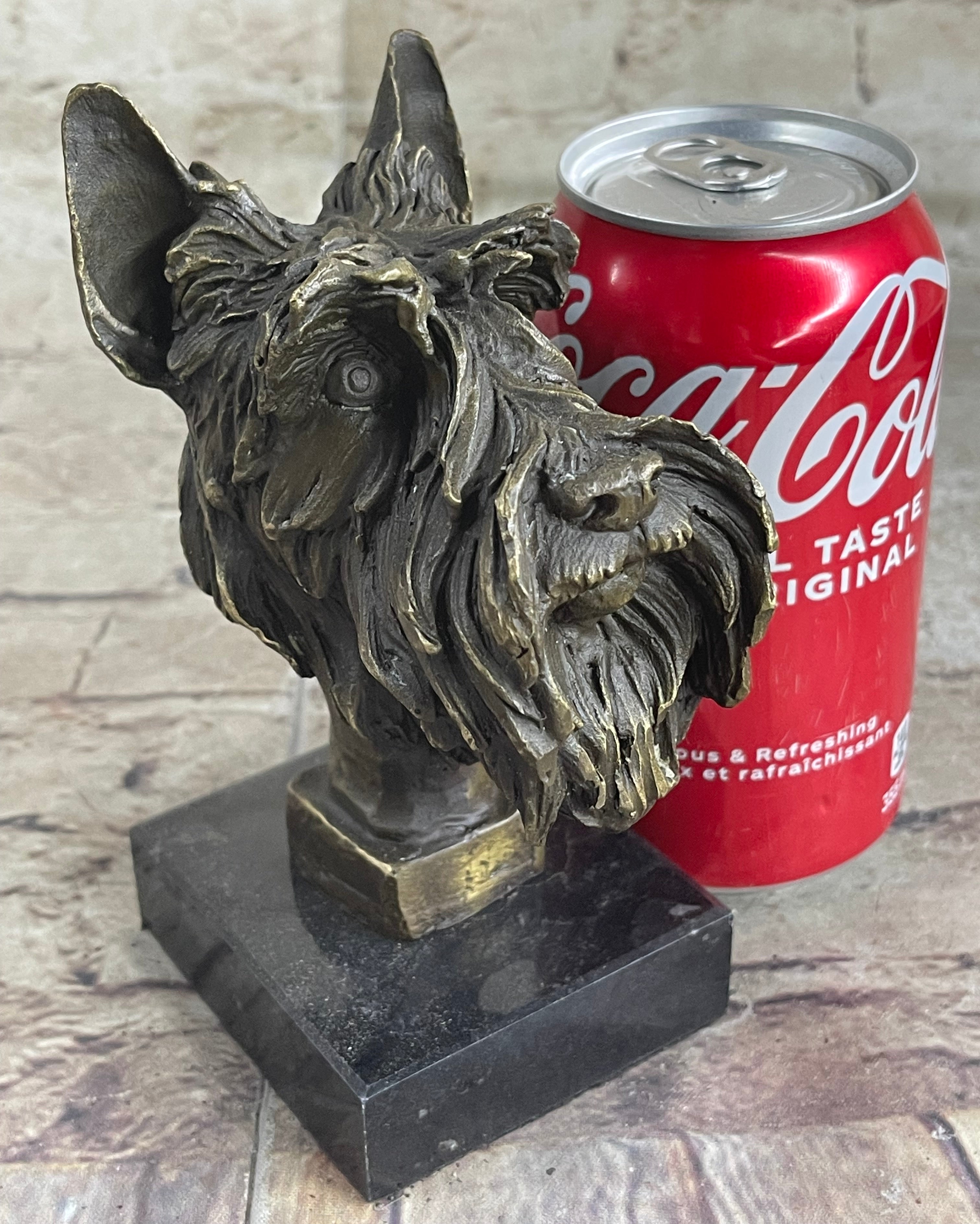 Vintage Solid Victorian Bronze Terrier Puppies Sculpture Dog statue signed Deal