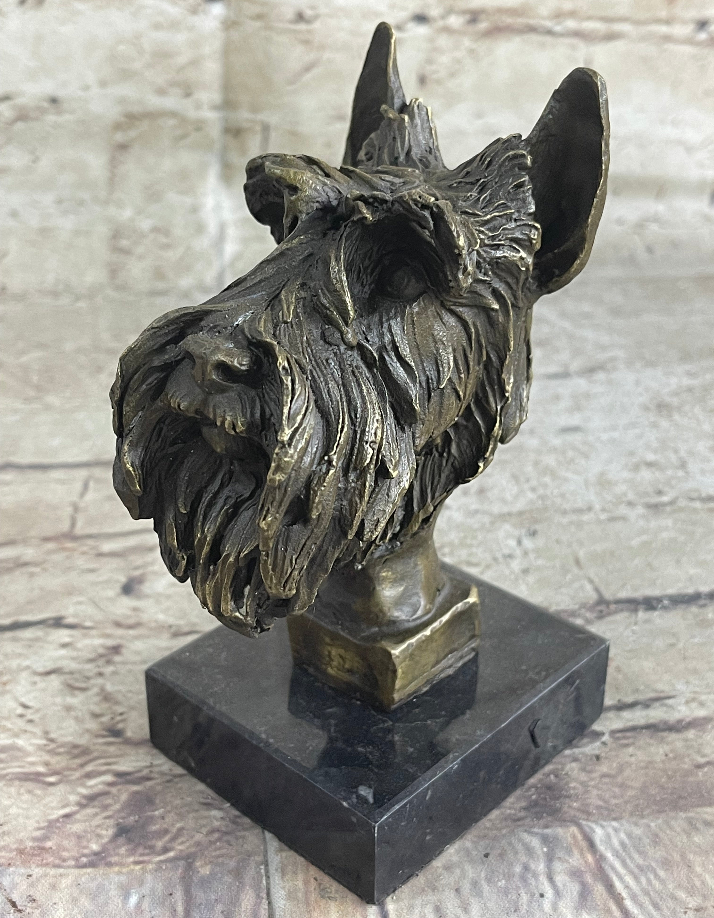 Vintage Solid Victorian Bronze Terrier Puppies Sculpture Dog statue signed Deal